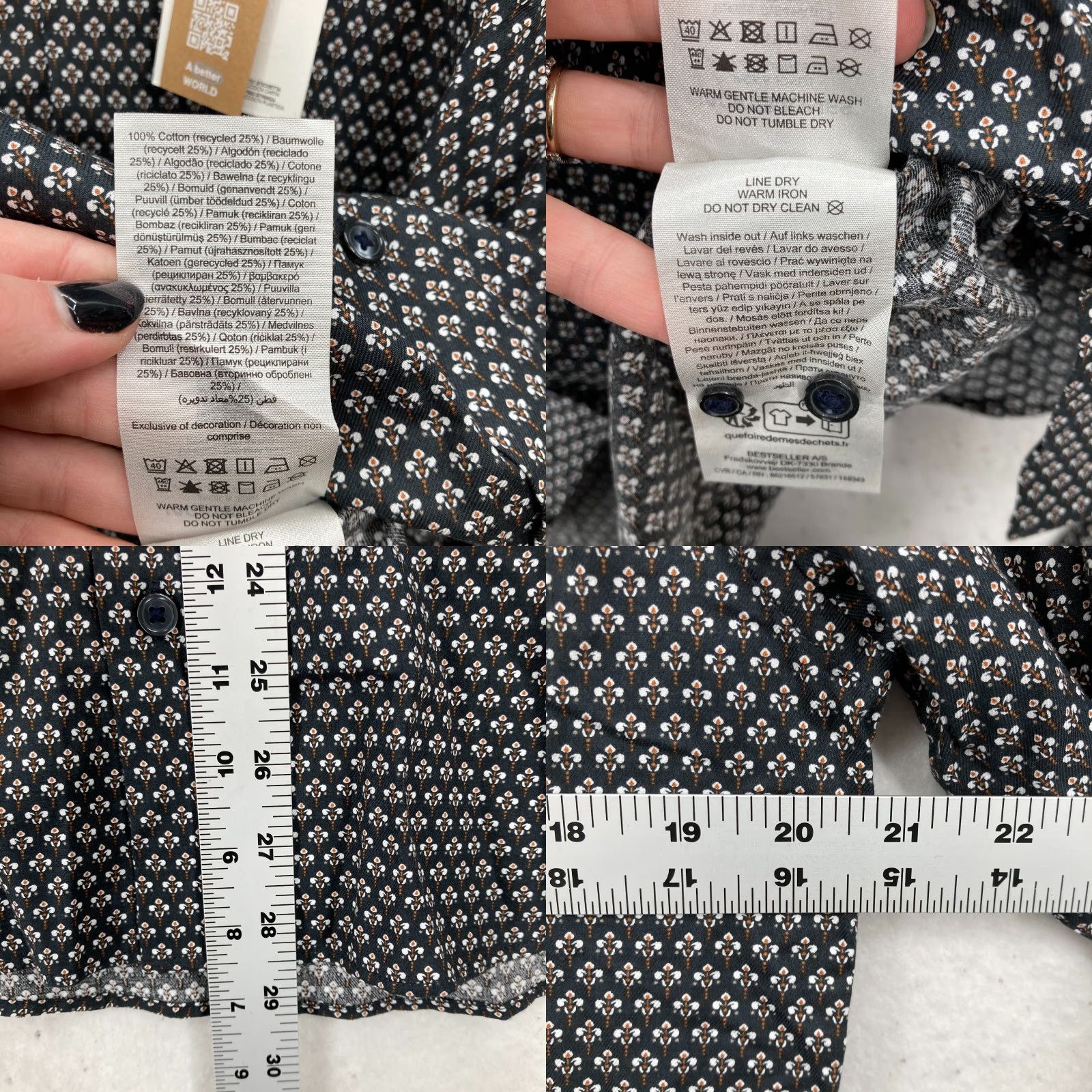 Jack & Jones Jack & Jones Best Shirt Mens Large Button Up Long Sleeve Black Geometric Holiday Shirt Size US L / EU 52-54 / 3 - 8 Thumbnail