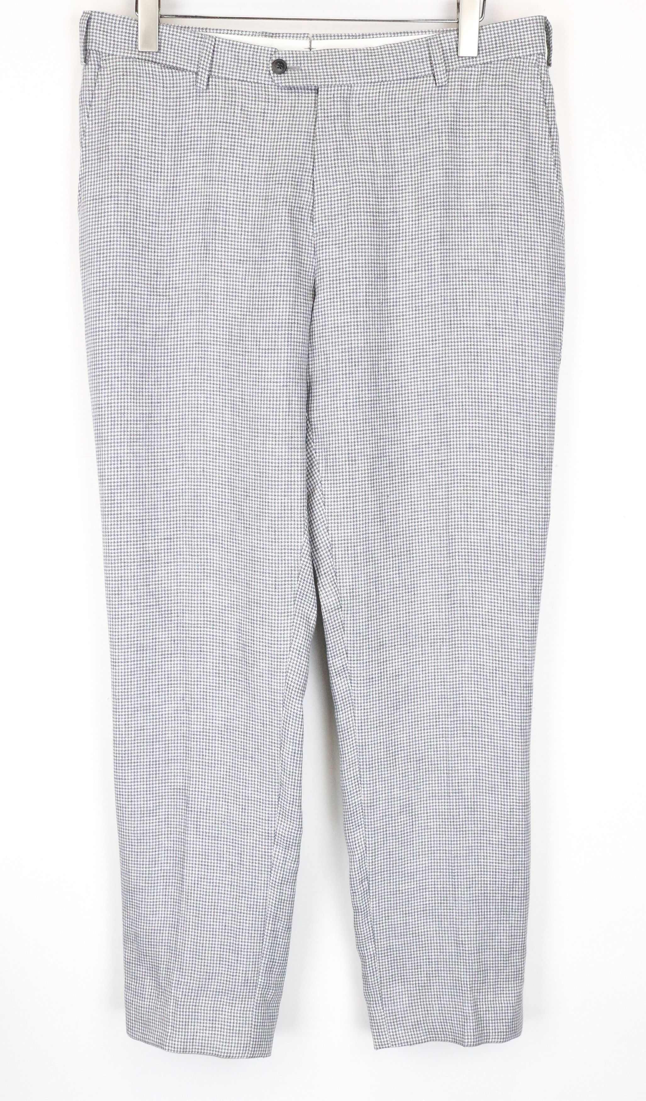 Suitsupply UK42S Grey Linen Patterned Pleated Trousers 60980 Size 42S - 1 Thumbnail