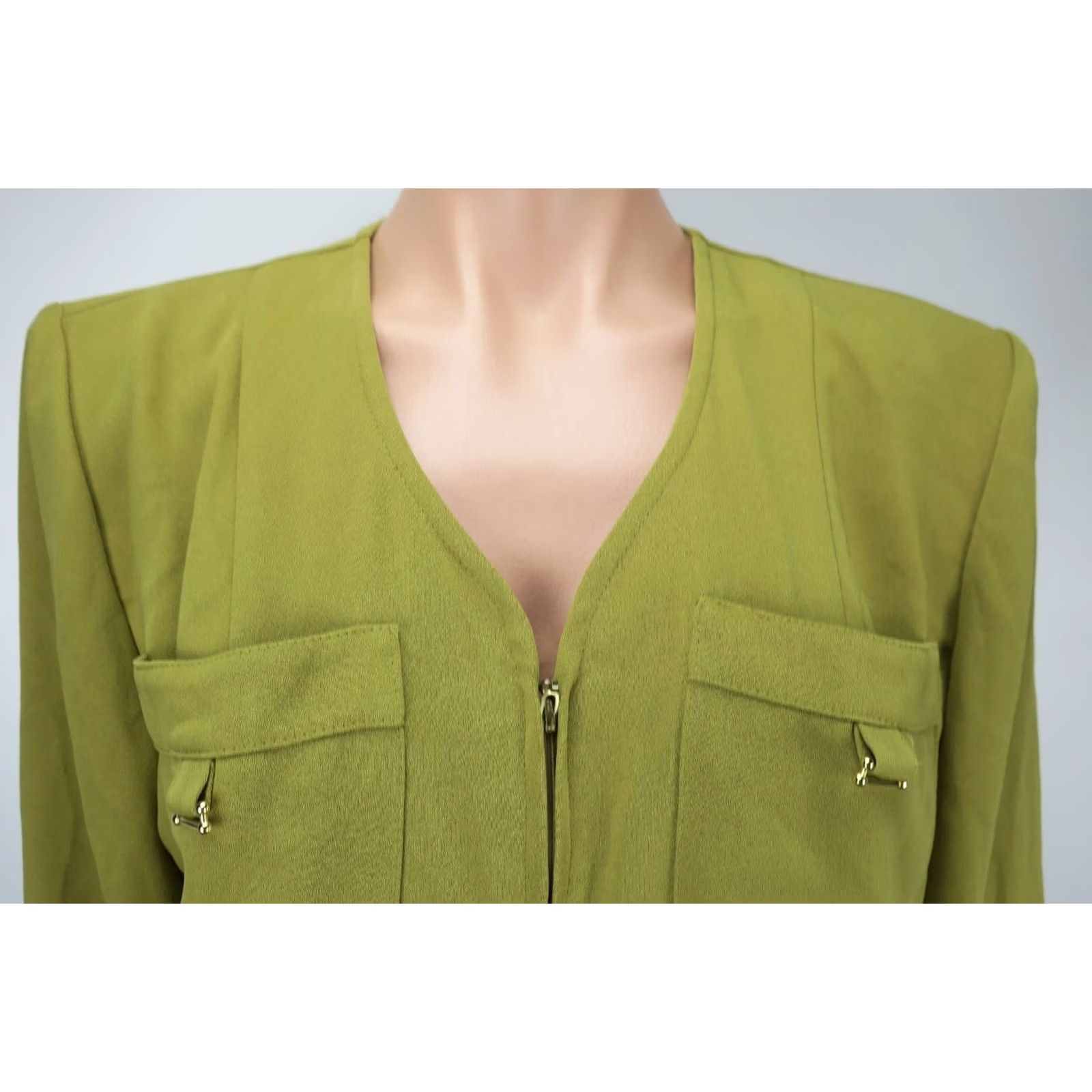 Vintage Caché Jumpsuit Shirt 80s VTG Chartreuse Green Belted Career Tapered 1990s 7 Adults Womens Mens Looks Eveningwear Size 28" / US 6 / IT 42 - 3 Thumbnail