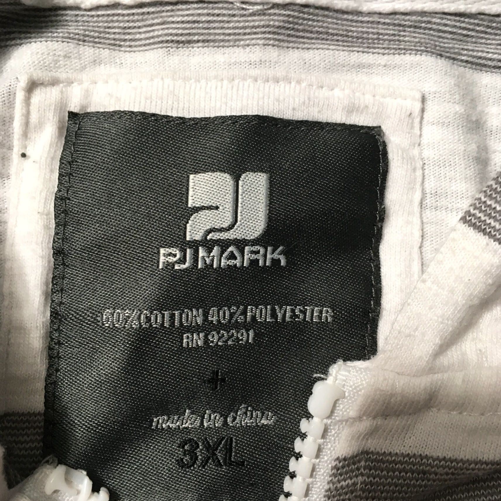 Vintage VINTAGE PJ MARK Hoodie 3XL Full Zip Hooded Gray White Striped Long Sleeve Men Shirt? Size US XXL / EU 58 / 5 - 5 Thumbnail