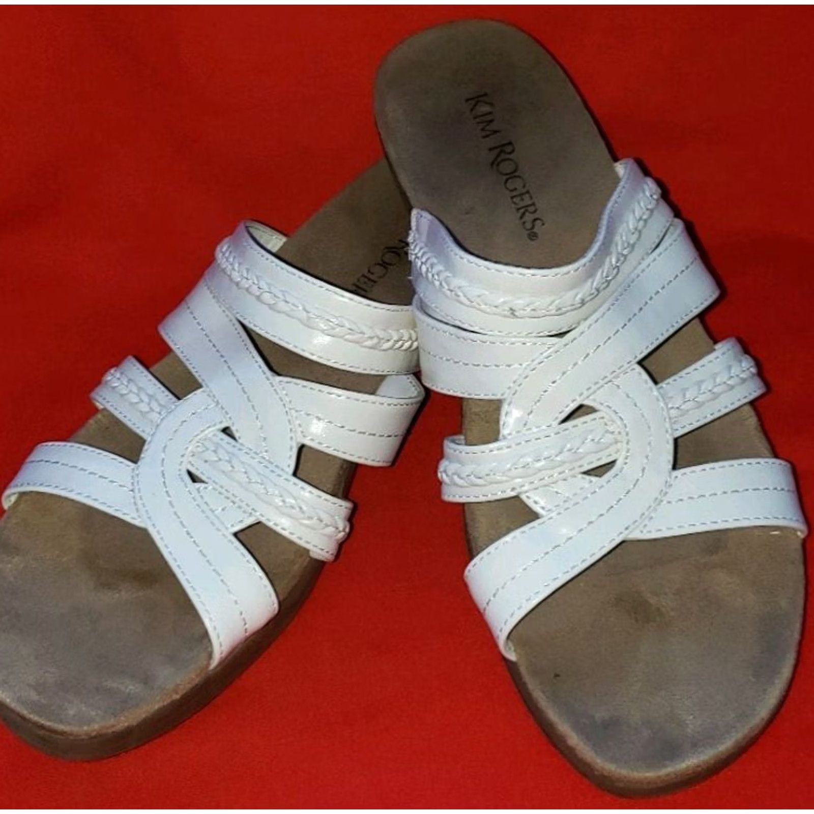 Vintage Kim Rogers Domina Women's Strappy Slide Sandal White 7.5M Wedge Heel Size US 8 / IT 38 - 3 Thumbnail