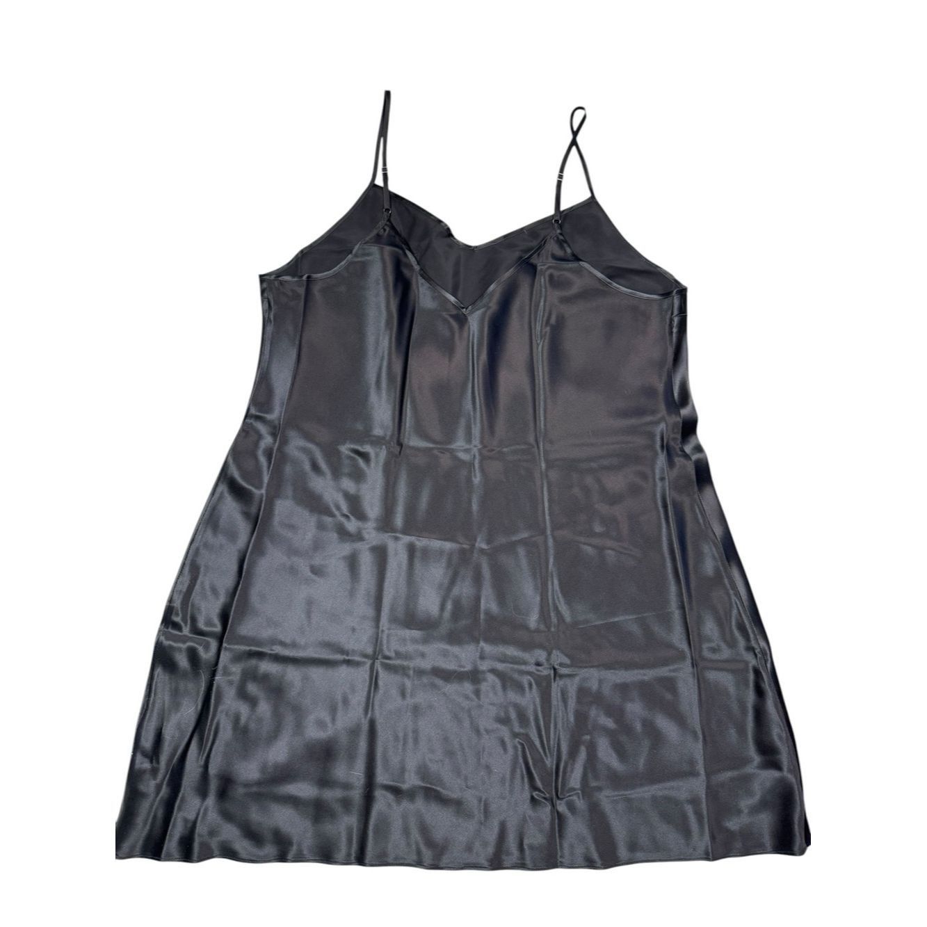 Other NWT New SGMSILK 19 Momme Mulberry Silk Black Nightgown Slip Size ONE SIZE - 3 Thumbnail