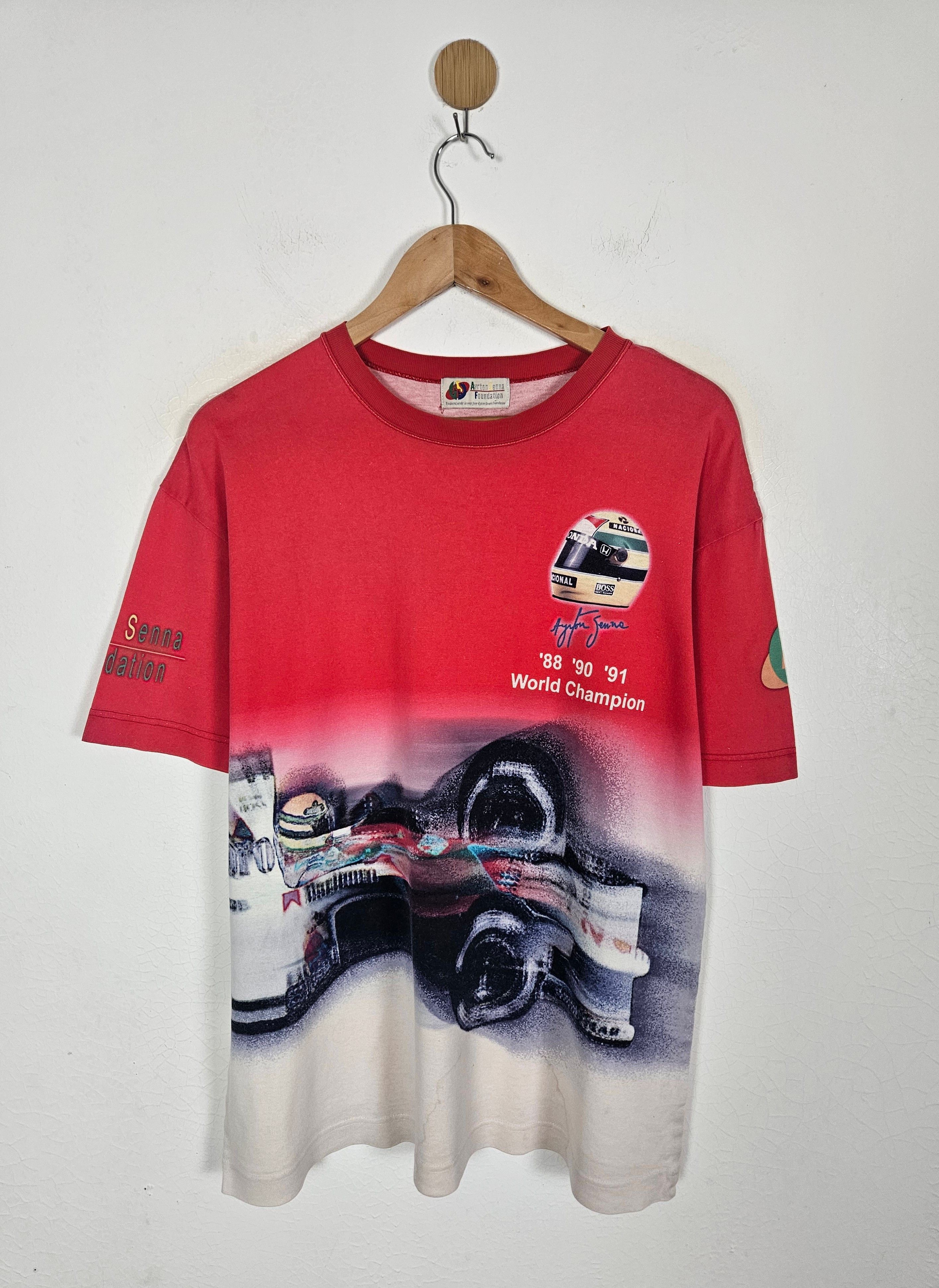 Formula 1 × Vintage Vintage 90s Ayrton Senna Fullprint F1 Racing shirt Size US L / EU 52-54 / 3 - 1 Thumbnail