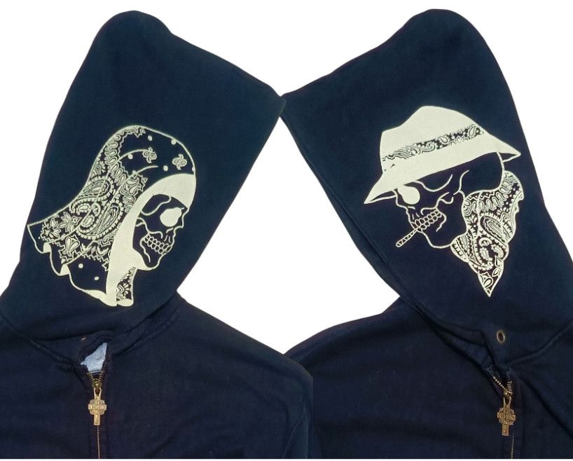 Hysteric Glamour × If Six Was Nine × Le Grande Bleu (L.G.B.) Vintage SOFT MACHINE Japan Skull💀Cross✝️Gotta Zipper Hoodie Size US L / EU 52-54 / 3 - 1 Thumbnail