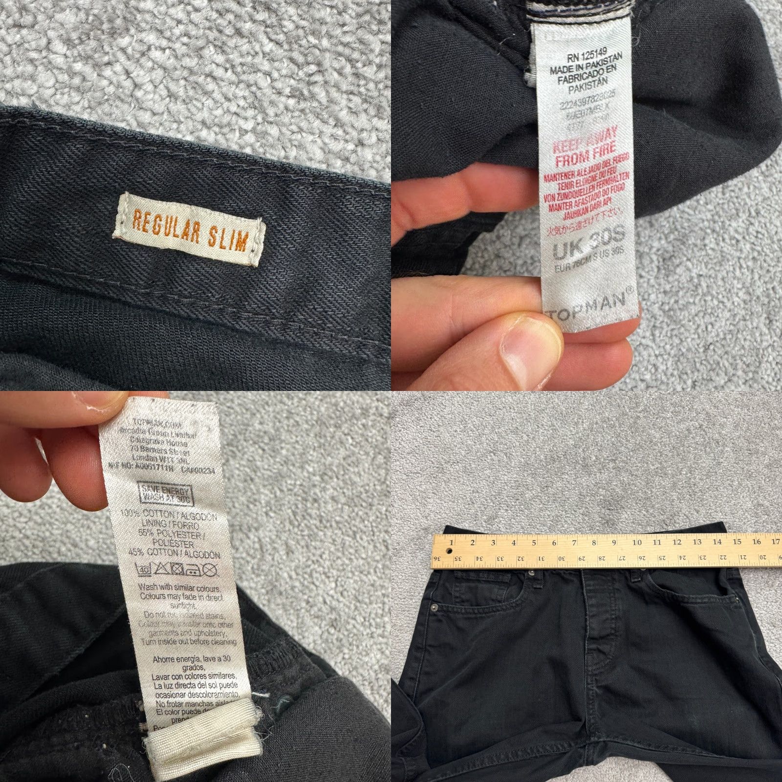 Topman Topman Jeans Slim Straight Regular Fit Button Fly Denim Black Mens 30x28.5 Casual Streetwear Size US 30 / EU 46 - 8 Thumbnail