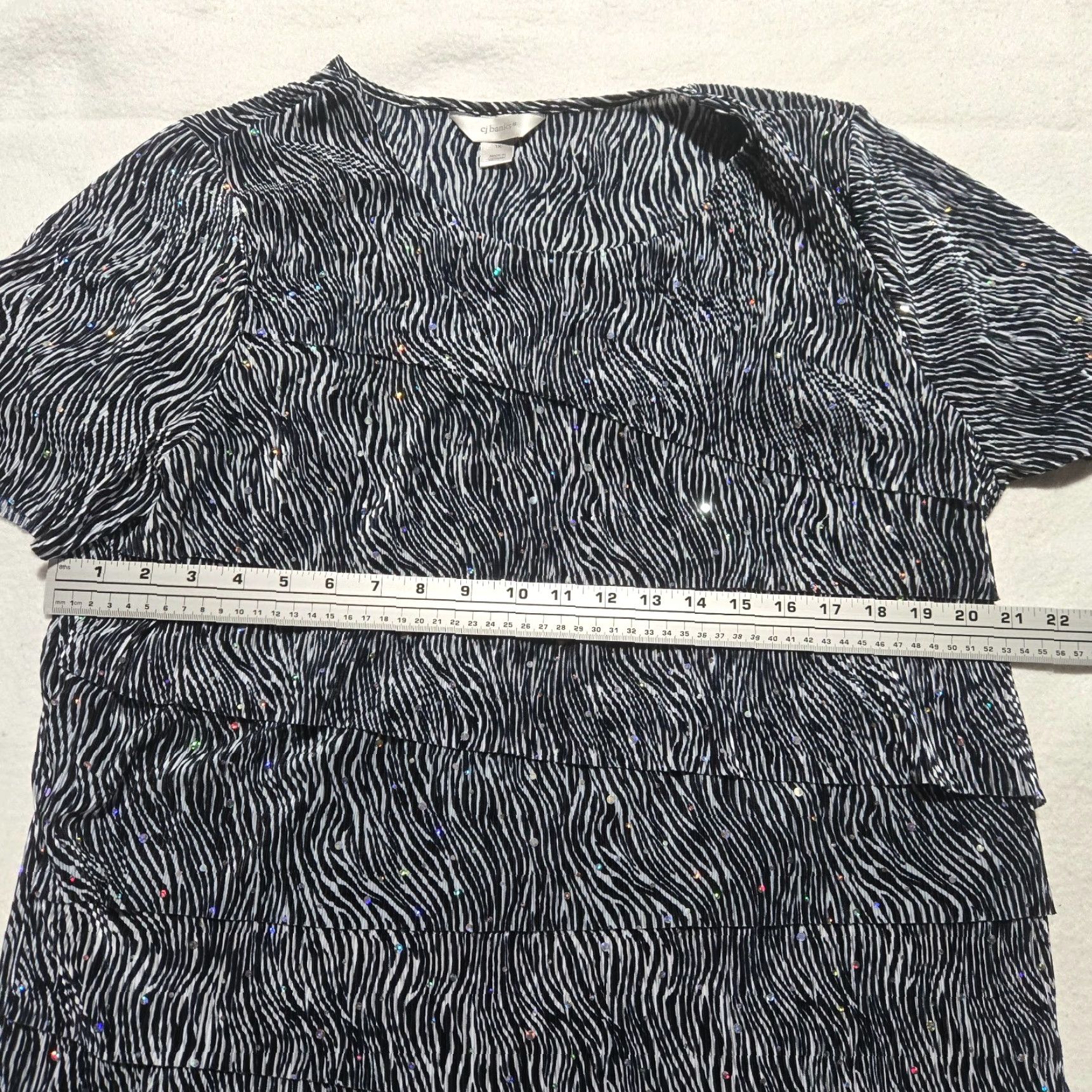Vintage CJ Banks Black Stripped Blouse Tunic Shiny Flapper Women's Plus Size 1X Shirt Size XL / US 12-14 / IT 48-50 - 5 Thumbnail