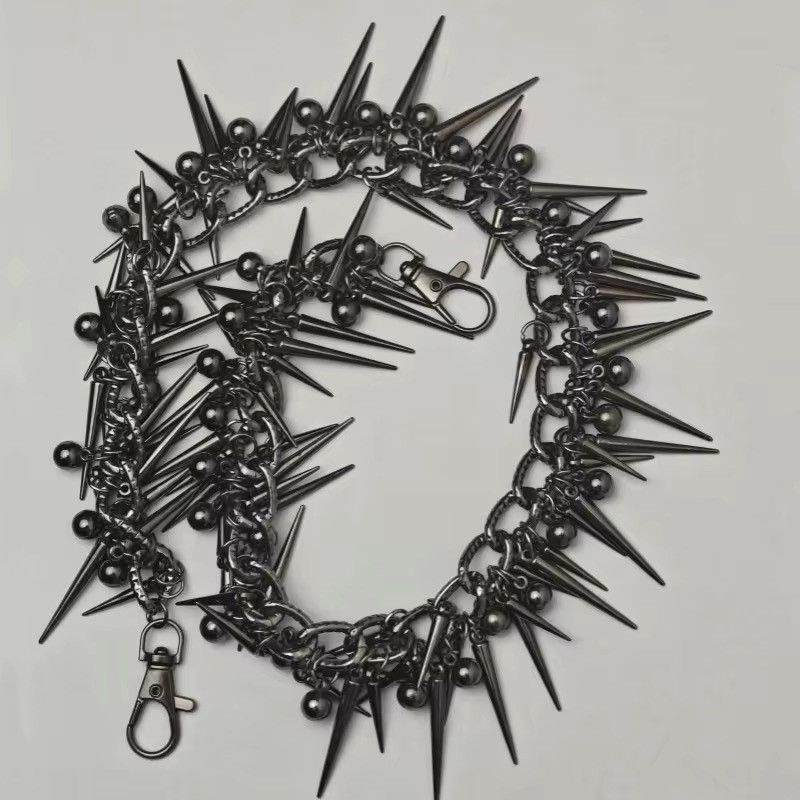 Jewelry Black Gun Plated Rivet Metal Pants Chain Size ONE SIZE - 7 Thumbnail
