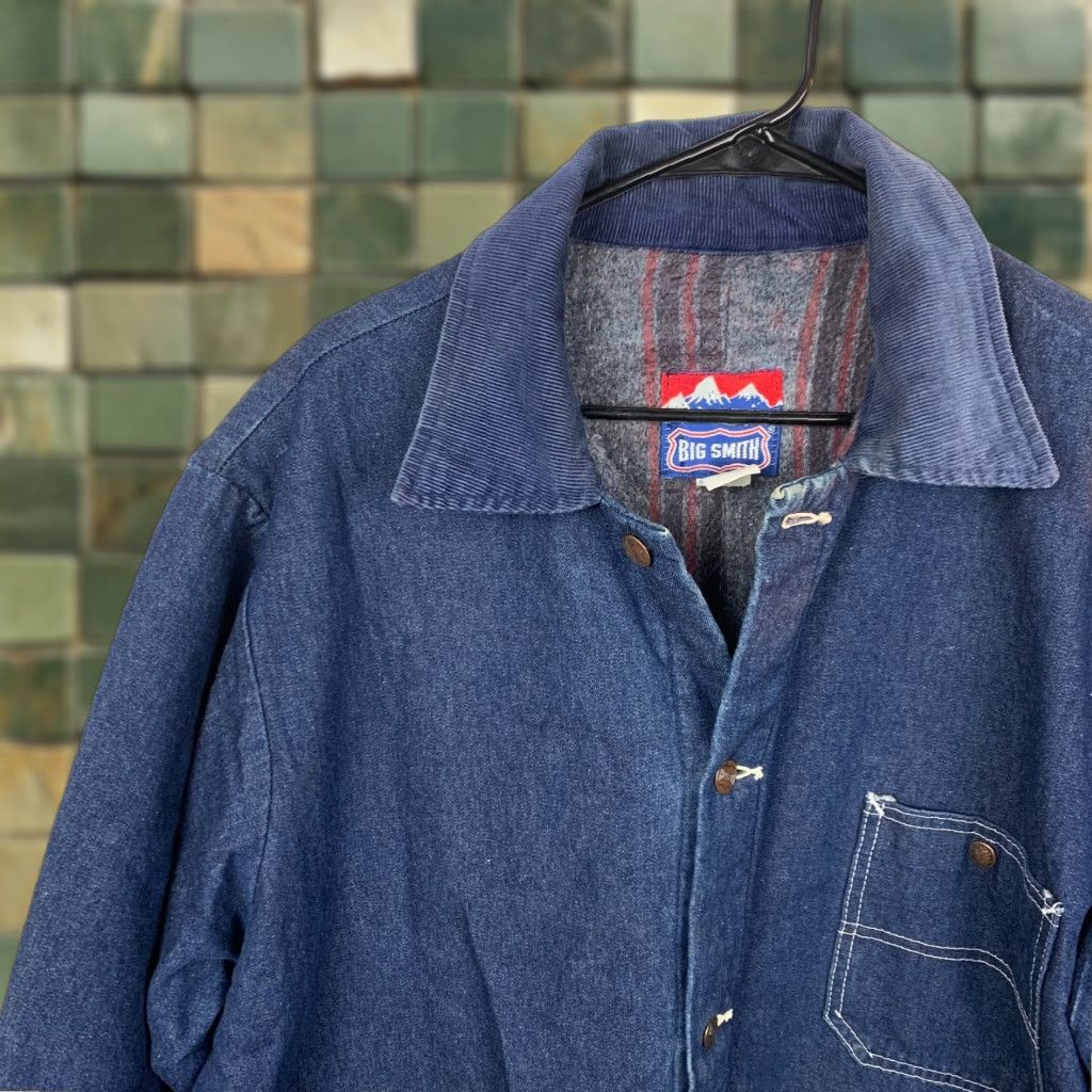 Vintage VINTAGE Big Smith Jacket Denim 3X Men Blue Lined Blanket Stains Chest 28" Sleeves 33" Size US 39 - 1 Thumbnail