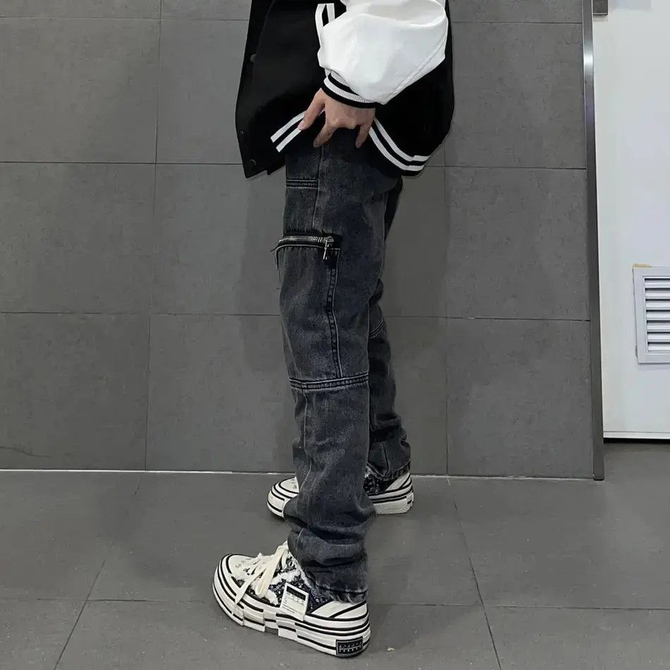 Japanese Brand Washed zippered pocket straight leg jeans Size US 30 / EU 46 - 5 Thumbnail