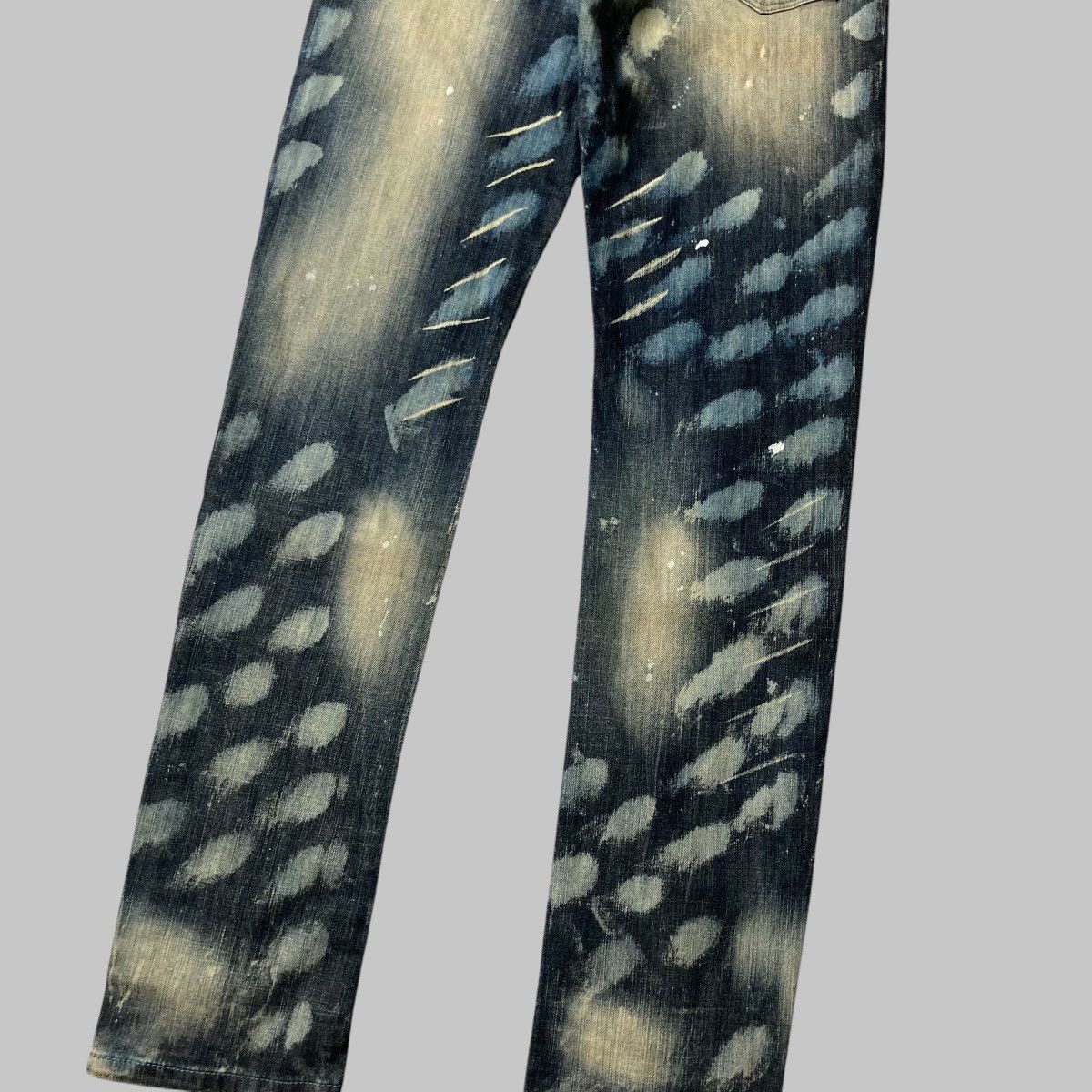 Designer × Hysteric Glamour × Japanese Brand NO FIRE SEVEN Abstrack Washed Unique Jeans Made In USA Size US 32 / EU 48 - 4 Thumbnail