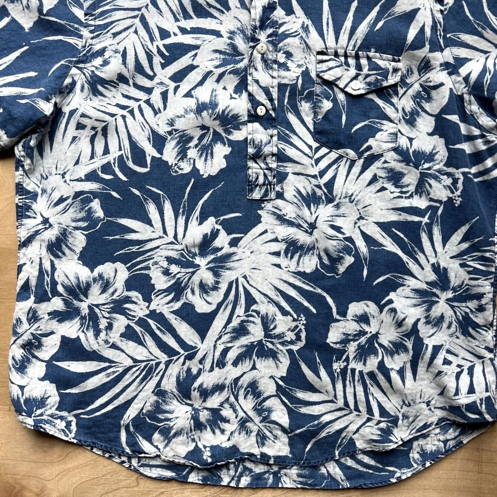 Polo Ralph Lauren Polo Ralph Lauren Shirt Linen XL Blue Hawaiian Floral Summer Glam Loungewear Size US XL / EU 56 / 4 - 4 Thumbnail
