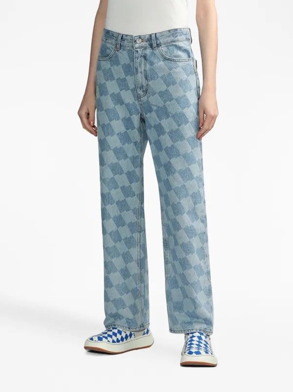 Ader Error Ader Error Checkerboard-print Straight Denim Jeans Size US 32 / EU 48 - 1 Thumbnail