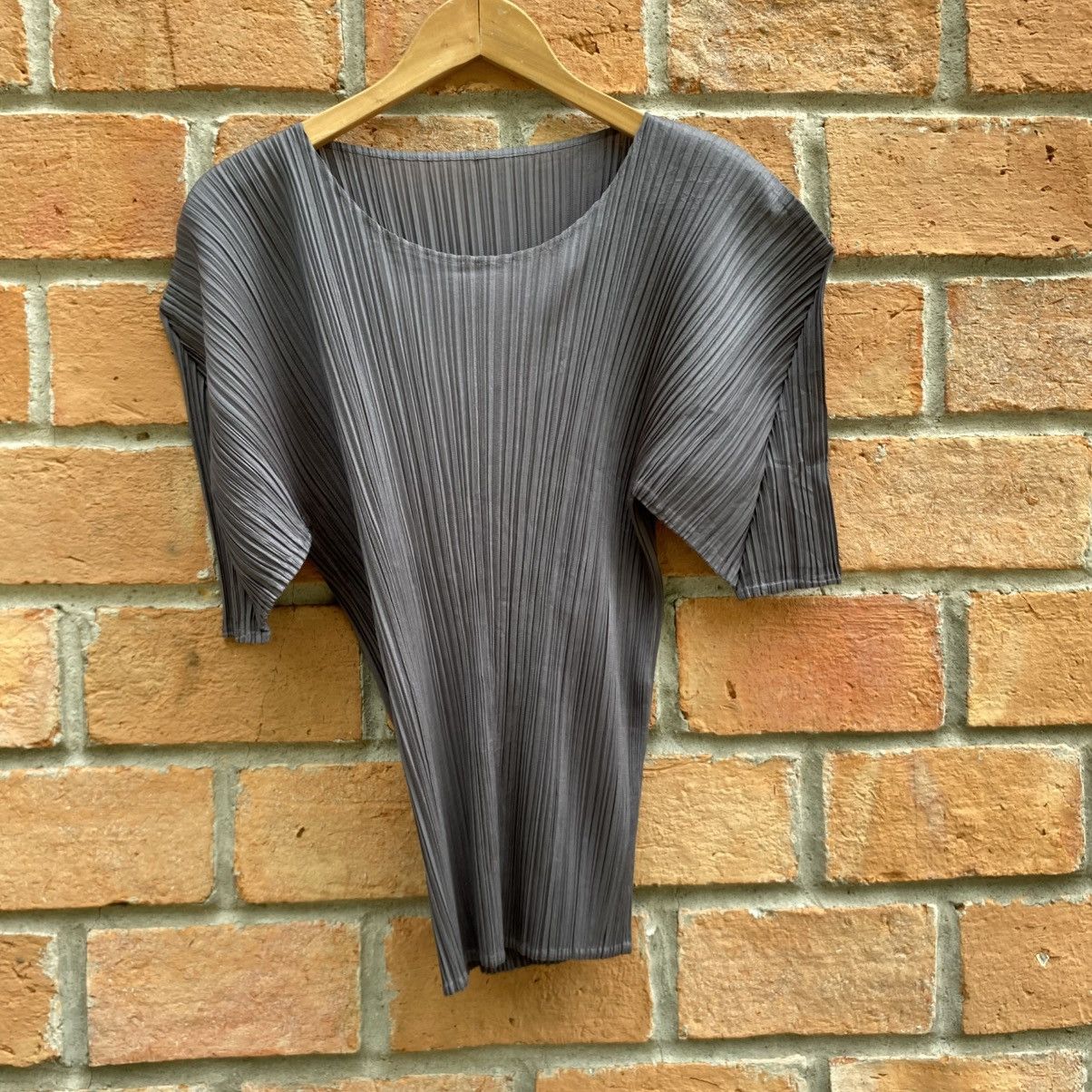 PLEATS PLEASE Charcoal Pleated Sculpted Top