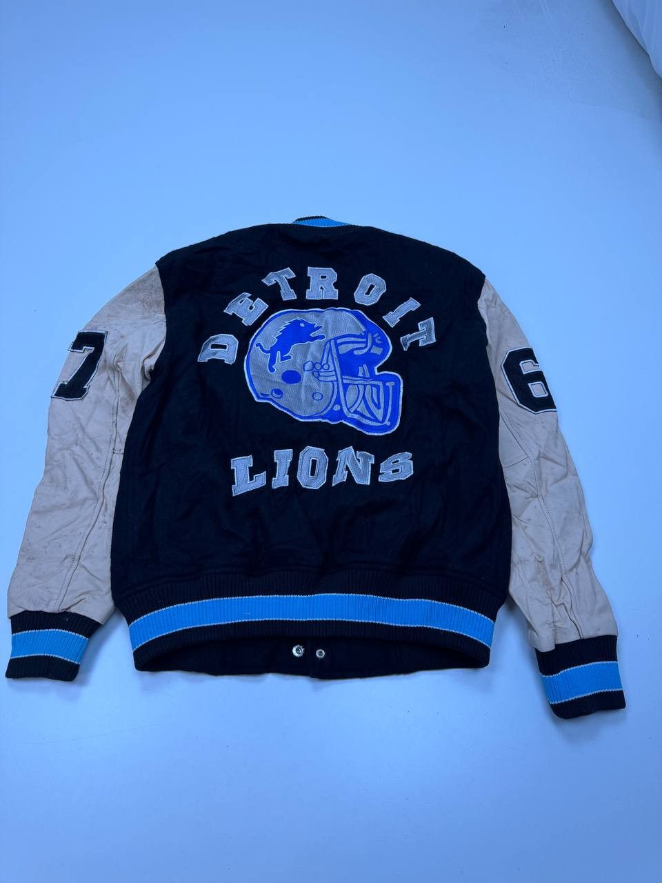 NFL Detroit Lions Vintage Varsity Jacket NFL Leather Sleeves Size US M / EU 48-50 / 2 - 11 Thumbnail
