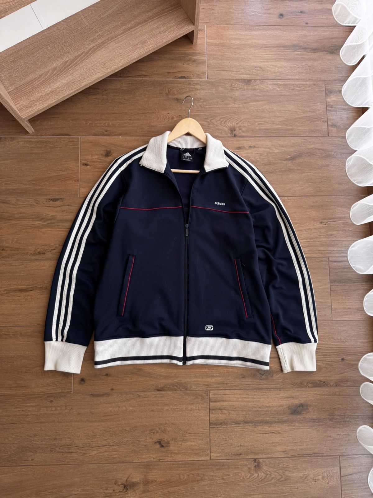 Adidas × Vintage Vintage Adidas Three Stripes Streetwear Japanese Zip Hoodie Size US L / EU 52-54 / 3 - 5 Thumbnail