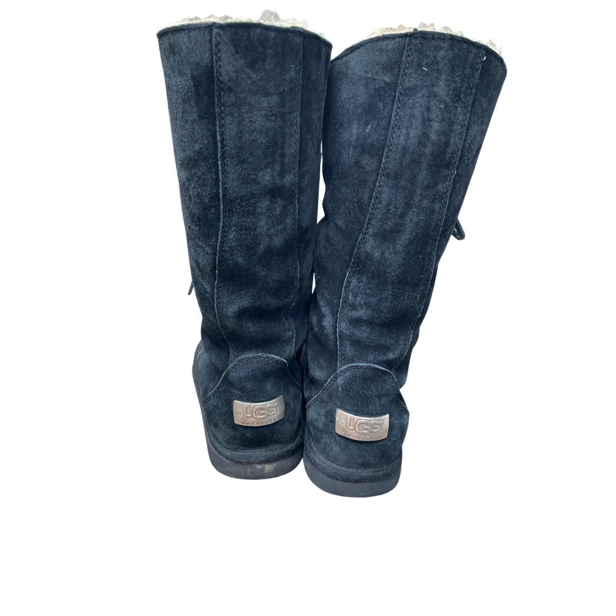 Other Ugg womans Black leather sheepskin lined Midcalf Winter Boot Size US 6 / IT 36 - 7 Thumbnail