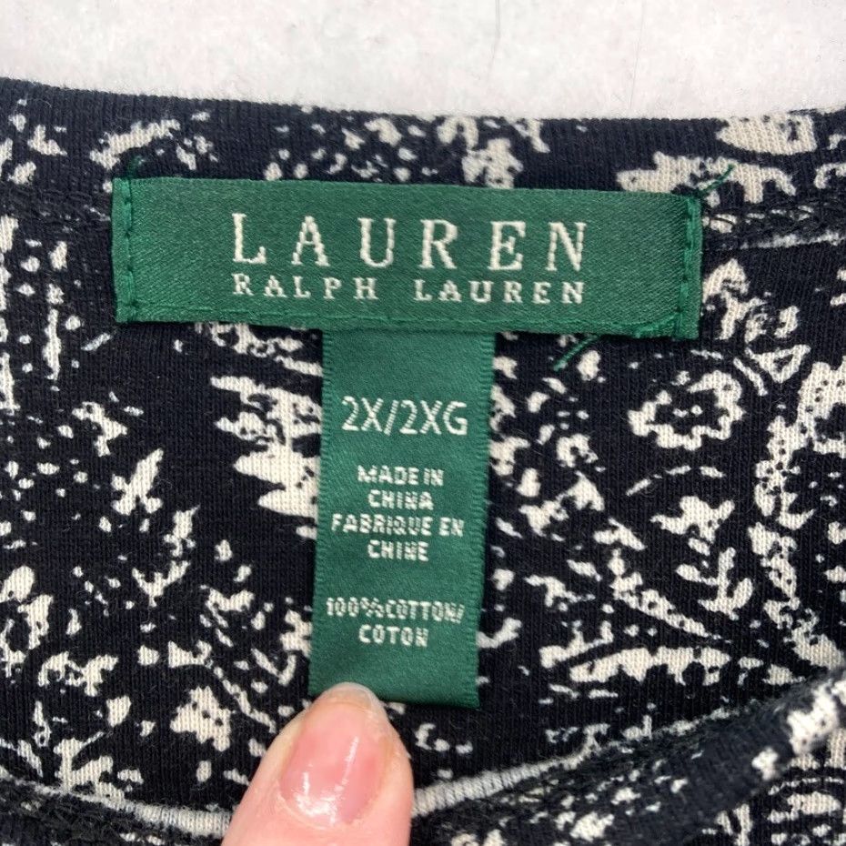 Ralph Lauren Lauren Ralph Lauren Women's Black Paisley Long Sleeve Cotton Knit Top Size 2X Size XXL / US 16-18 / IT 52-54 - 4 Thumbnail
