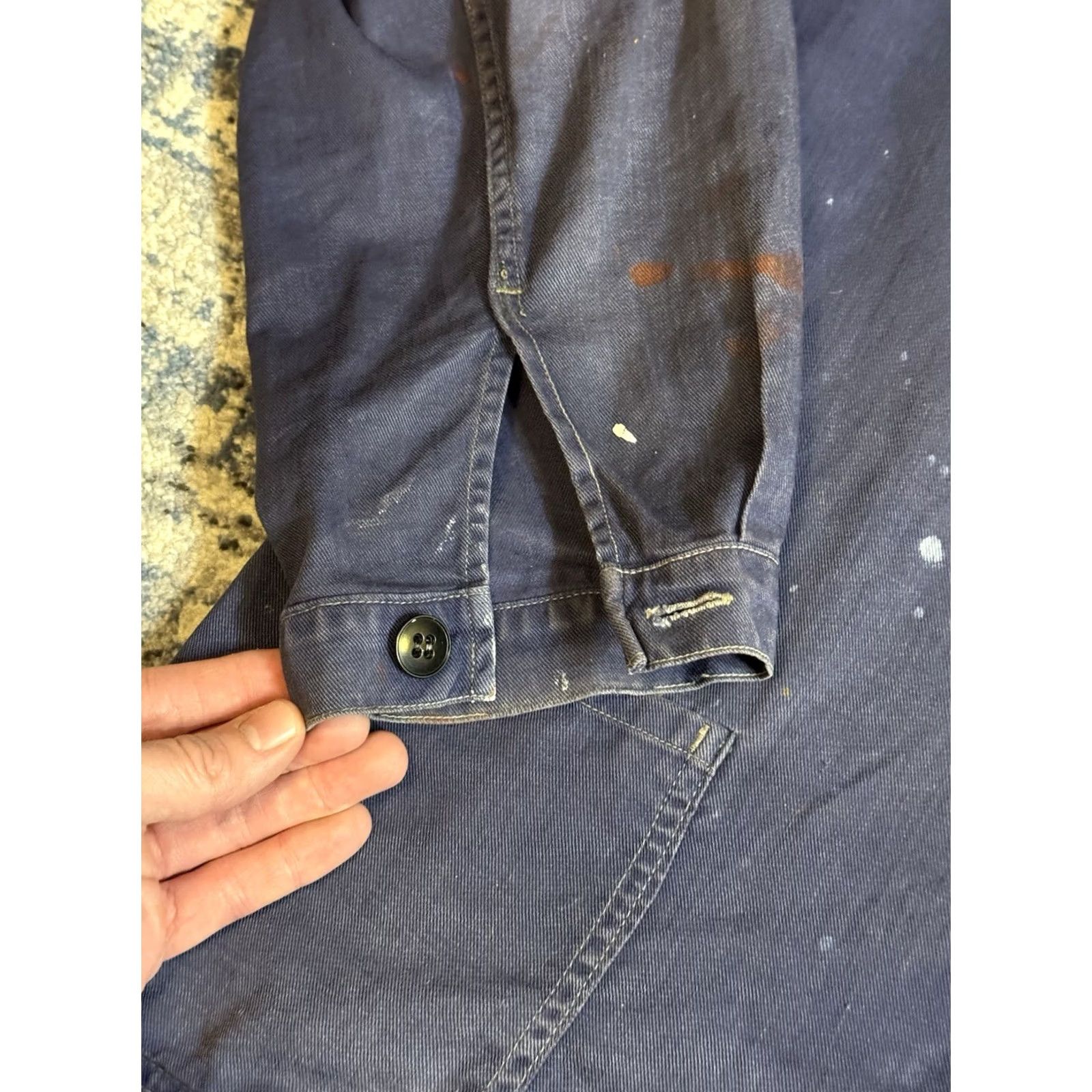 Denime VINTAGE 1950s France Denim Chore Jacket Blue Size L 50s Workwear Jacket Mens Size US L / EU 52-54 / 3 - 6 Thumbnail