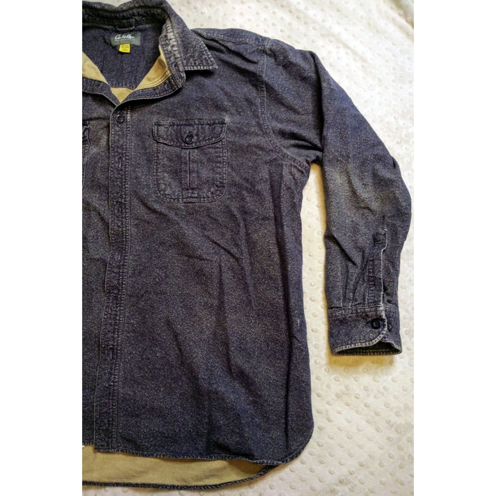 Vintage Cabela's Shirt Mens 3XL Tall Long Sleeve Button Front Pockets Heavy Navy Blue Size US XXL / EU 58 / 5 - 2 Thumbnail