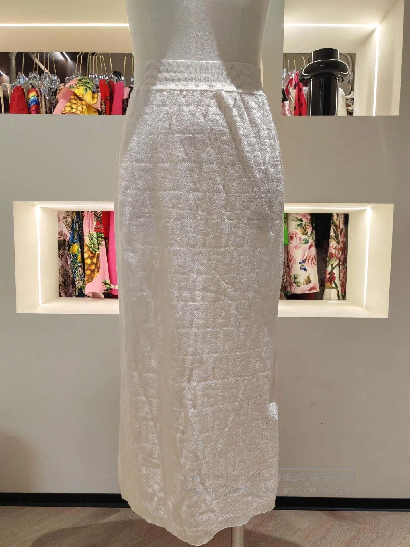 Fendi Fendi Runway White Knit FF Logo Skirt. Size 28" / US 6 / IT 42 - 1 Thumbnail