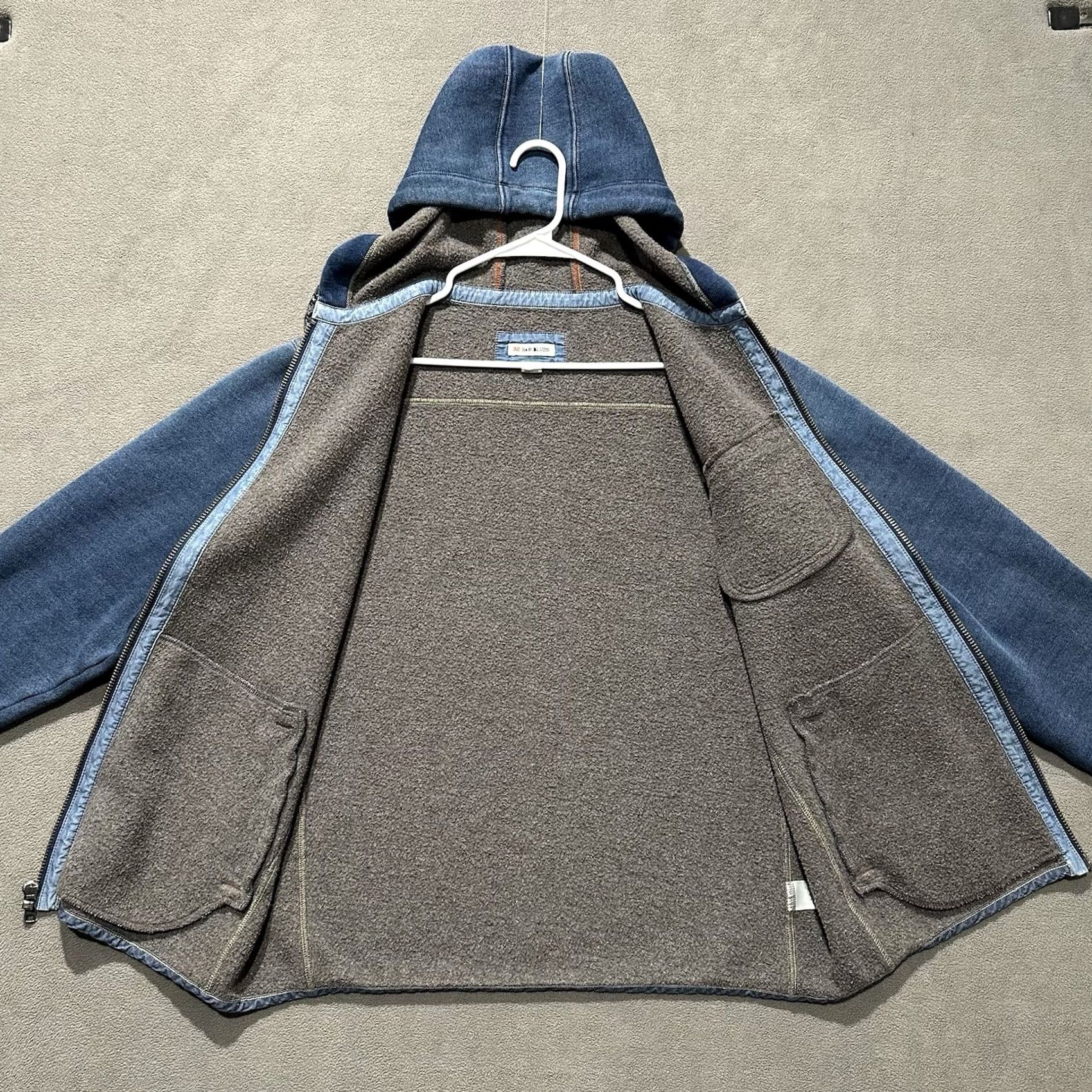 Vintage 32 Bar Blues Jacket Mens Large Blue Hooded Full Zip Lined Casual Spring Fall Size US L / EU 52-54 / 3 - 3 Thumbnail