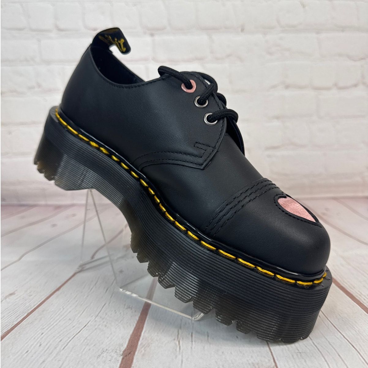 Dr. Martens 1461 Lace Up Quad Heart Leather Platform Shoes