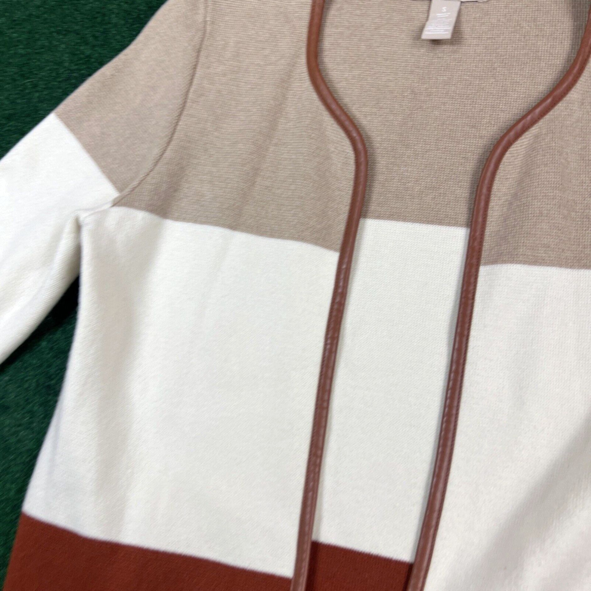 Banana Republic Banana Republic Sweater Brown Striped Women Small Lightweight Cardigan Size S / US 4 / IT 40 - 5 Thumbnail