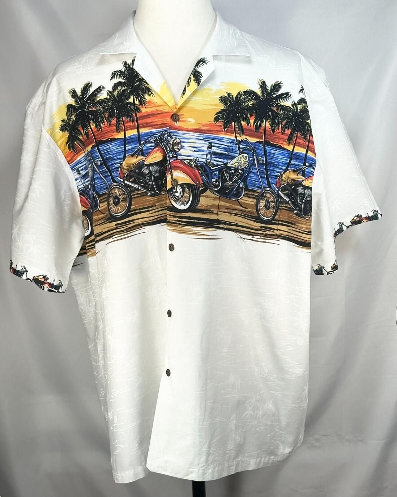 Other Ky's Motorcycle Graphic Print Hawaiian Shirt White Mens 2XL Size US XXL / EU 58 / 5 - 1 Thumbnail
