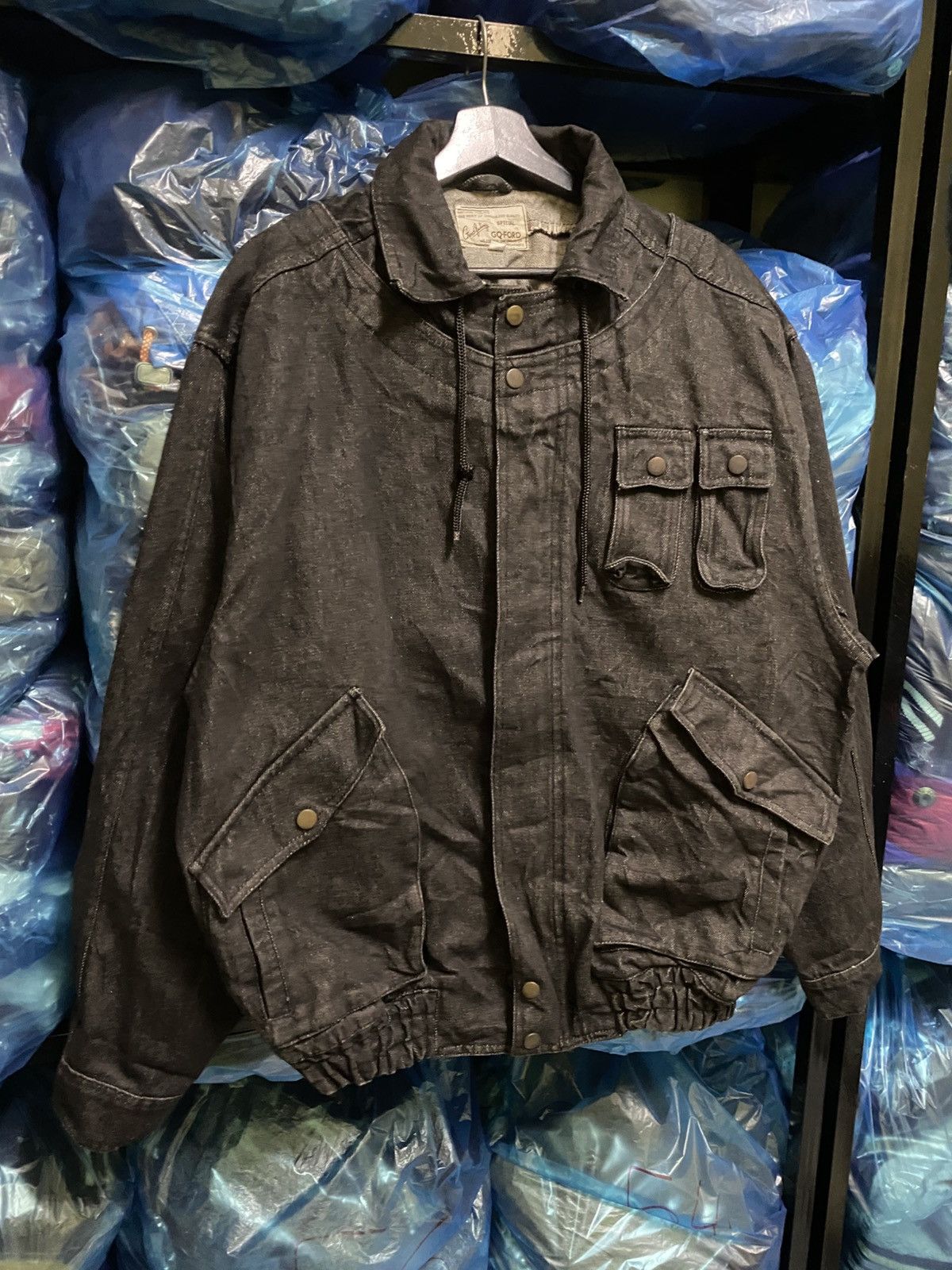 GQ VINTAGE 90s GQ FORD DARK GREY DENIM BOMBER JACKET Size US L / EU 52-54 / 3 - 3 Thumbnail