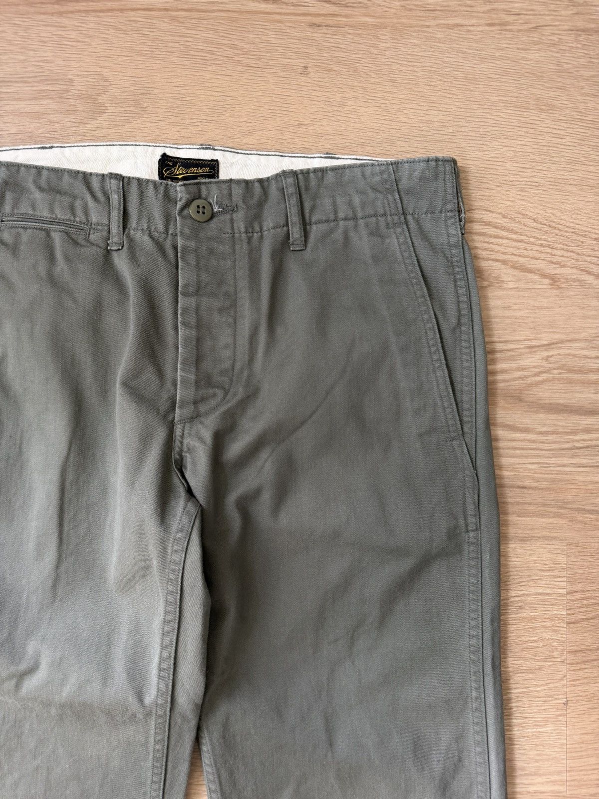 Stevenson Overall Co. Hilts 963 Slim Chino Olive Made in Japan Self Edge (fits 32) Size US 33 - 3 Thumbnail