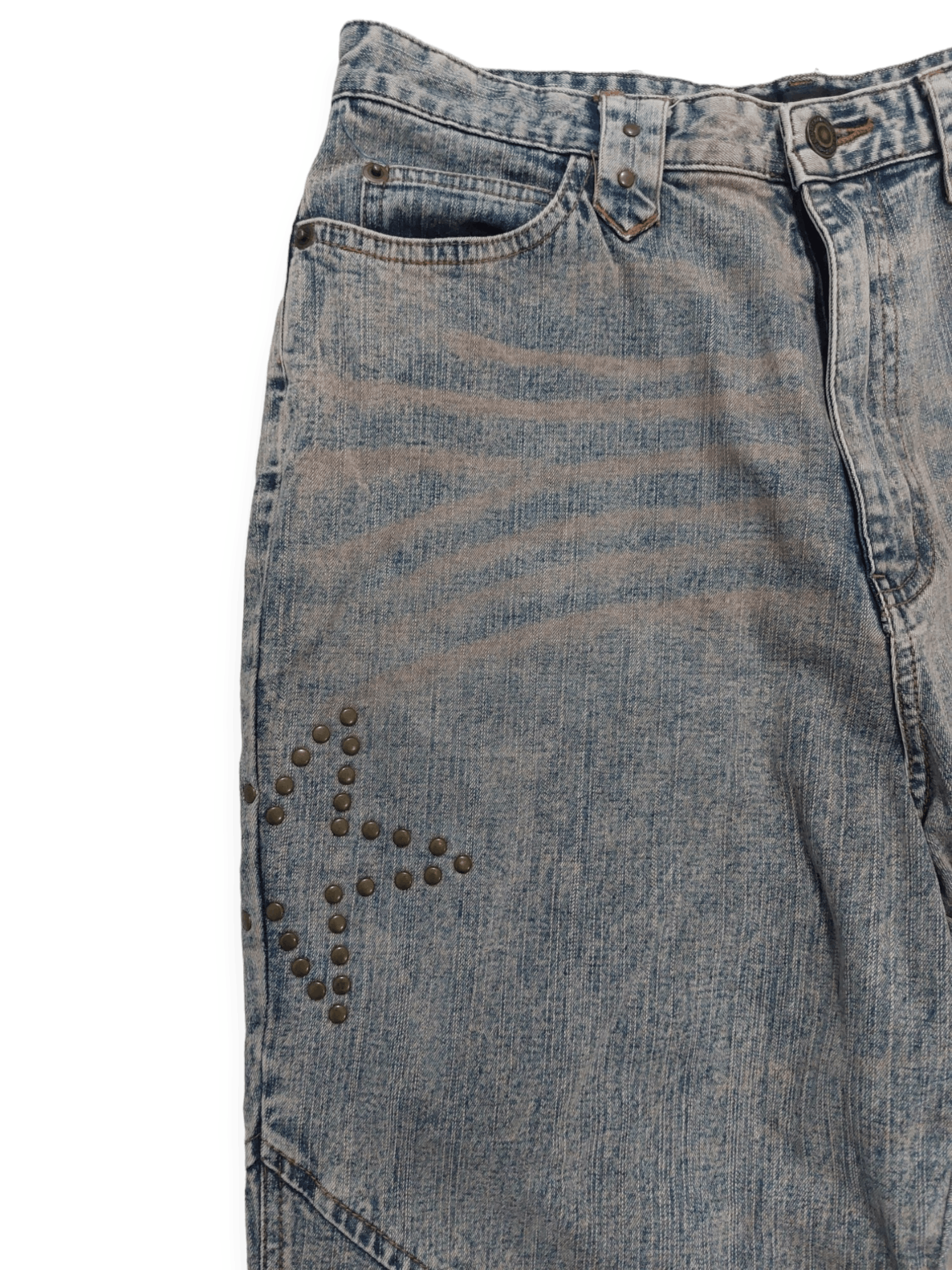 Japanese Brand Livre Claire Baggy Star Patched Denim Size US 27 - 4 Thumbnail
