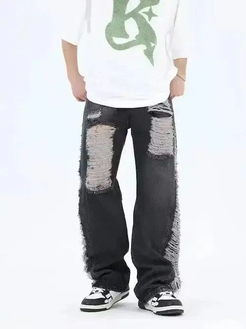 VIBE Baggy distressed black jeans Size US 34 / EU 50 - 1 Thumbnail