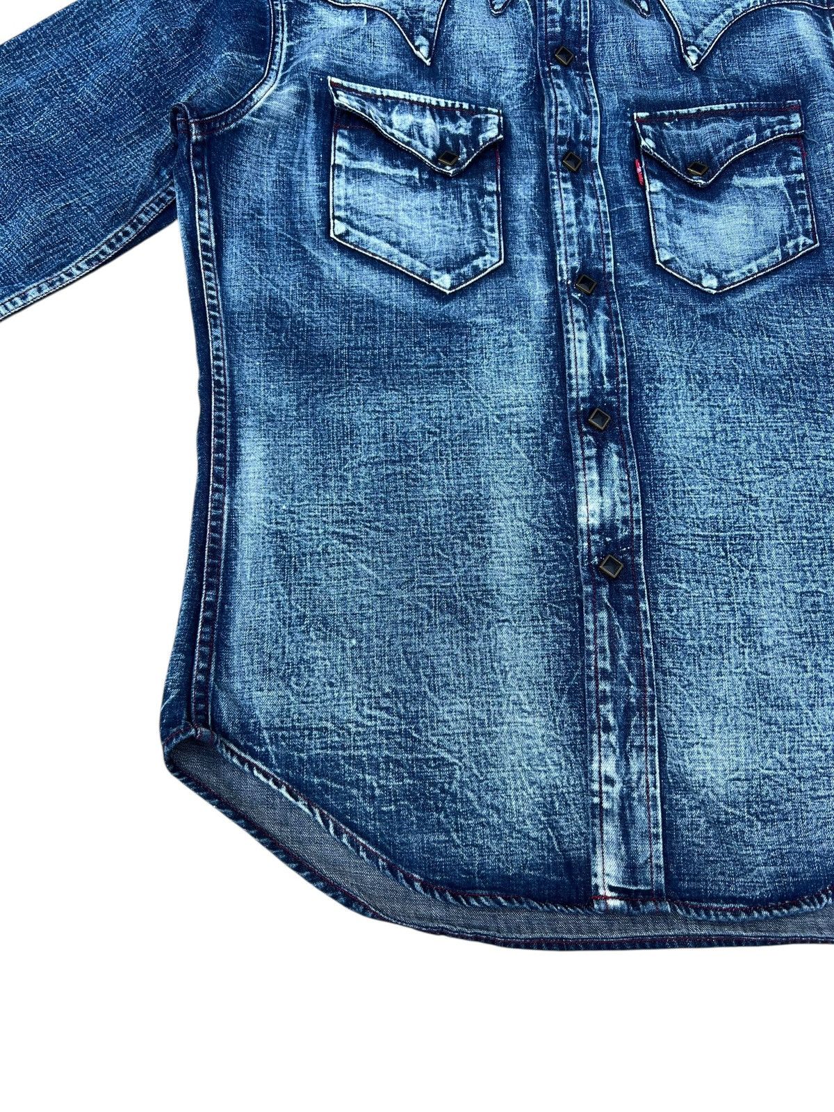 Levi's 2001 Levi’s Red Tab Slim Denim Western Shirt Snap Button Size US L / EU 52-54 / 3 - 9 Thumbnail