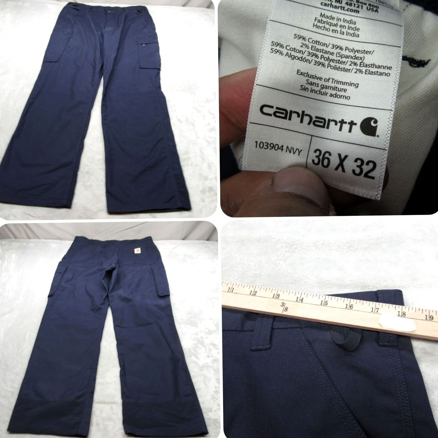 Carhartt Carhartt Pants Mens 36 36x31 Navy Rugged Loose Fit Cargo Pockets Work Bootcut Size US 36 / EU 52 - 2 Thumbnail