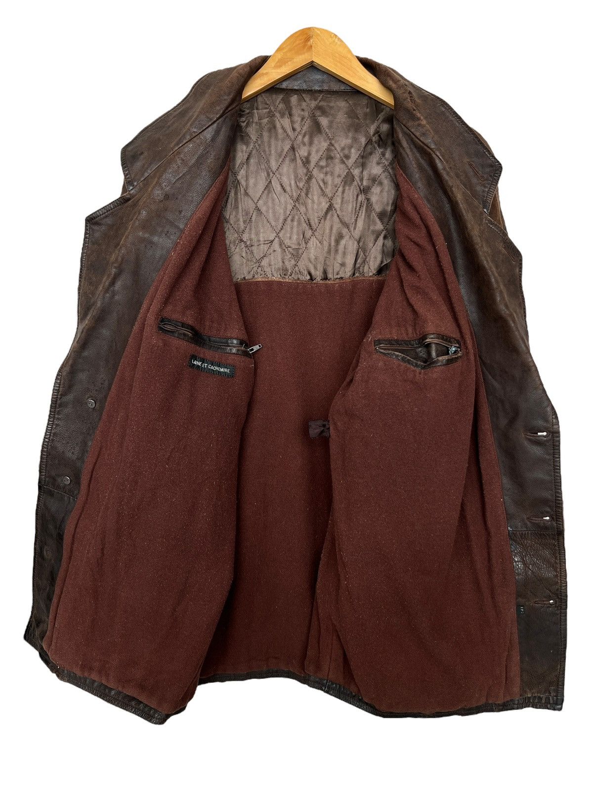 Vintage Vintage 70s Brown Long Leather Coat Jacket Size US L / EU 52-54 / 3 - 3 Thumbnail