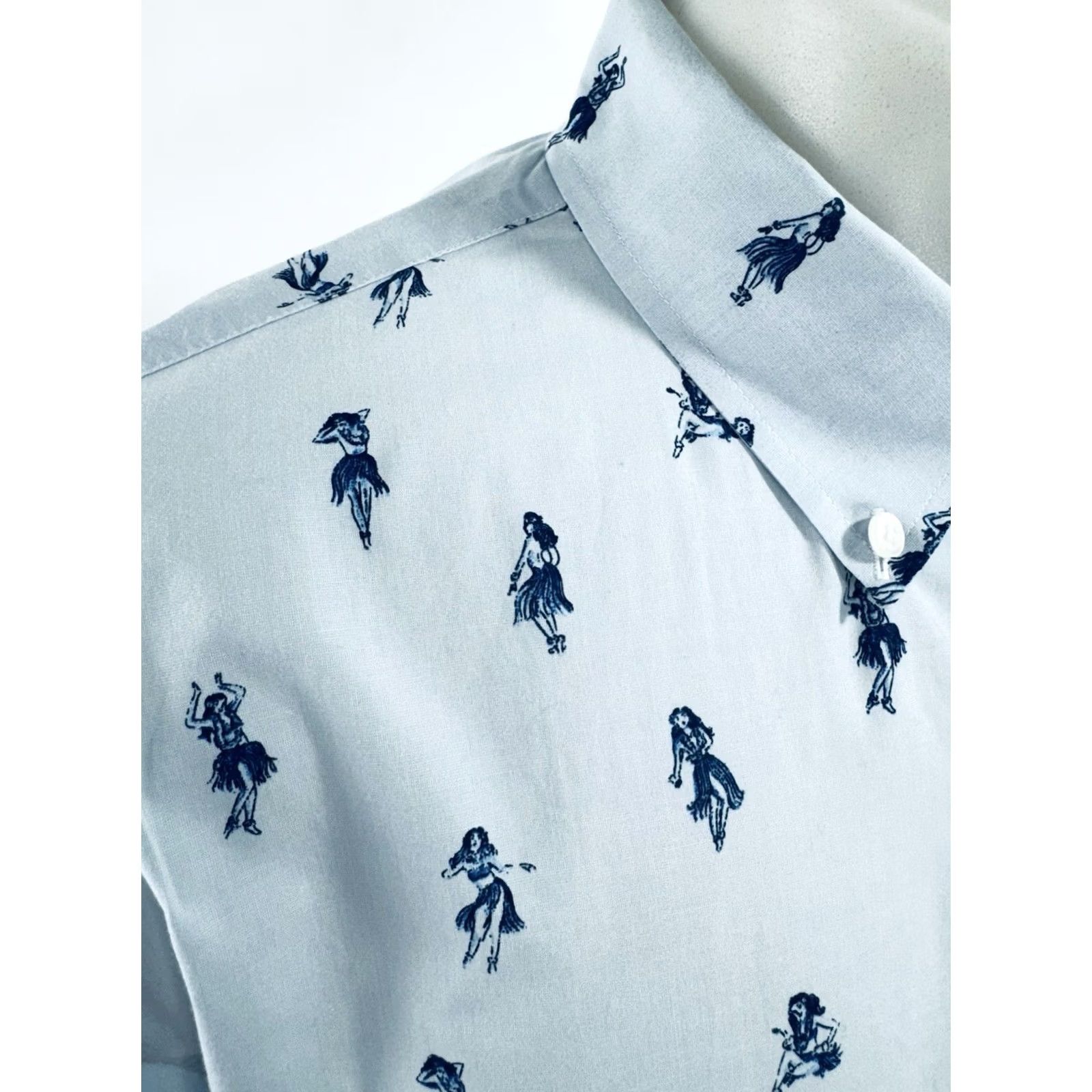 Bonobos Bonobos Dancing Hula Girl Print Hawaiian Aloha Slim Fit XL Shirt Mens Long Sleeve Blue 90s Event 80s Guardians? Size US XL / EU 56 / 4 - 2 Thumbnail