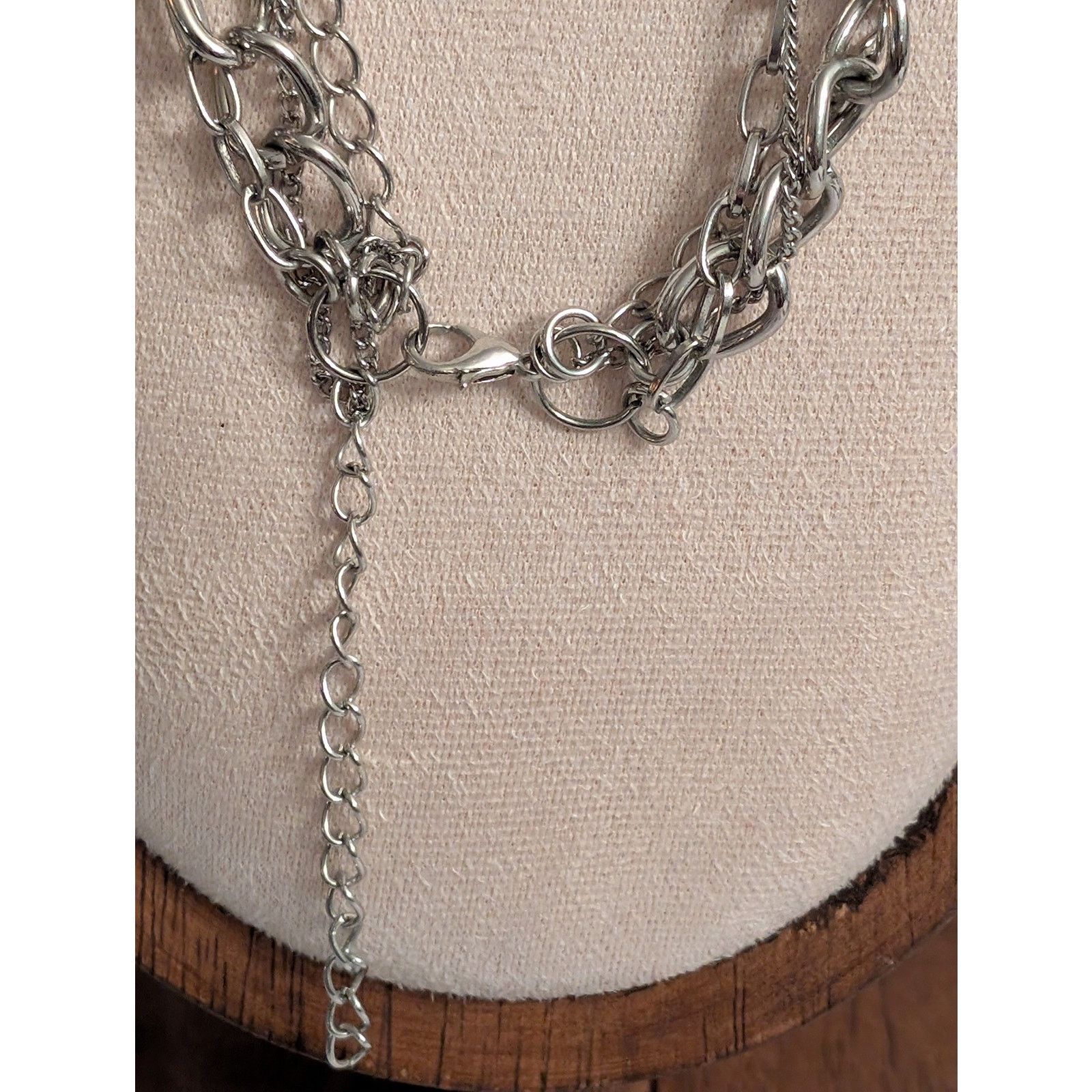 Vintage VTG 2000s Silver-Tone 36" Layered Curb & Rolo Chain Necklace Size ONE SIZE - 3 Thumbnail