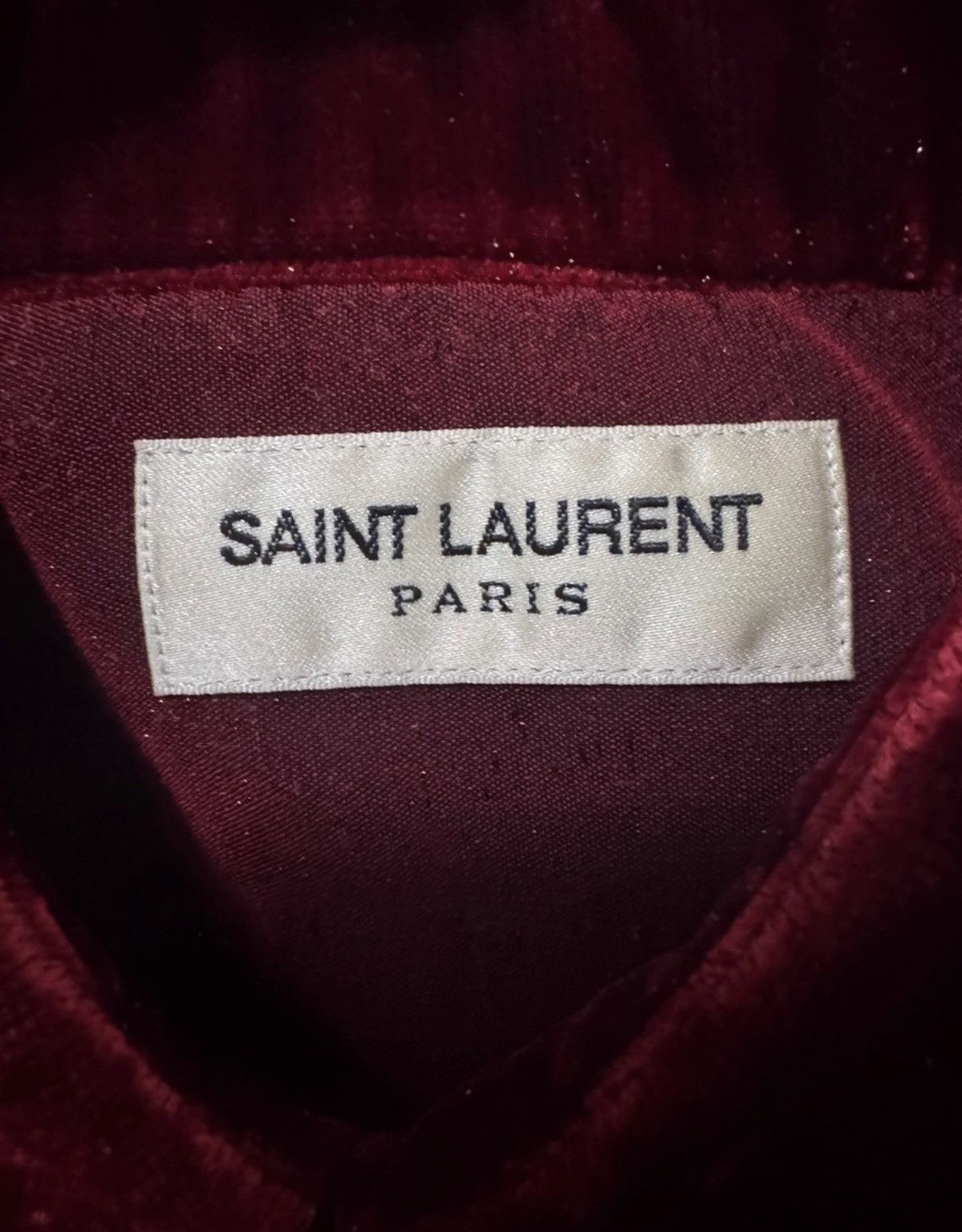 Saint Laurent Paris SLP 16FW Palace Cat's Eye Button Burgundy Velvet Shirt Size US S / EU 44-46 / 1 - 7 Thumbnail