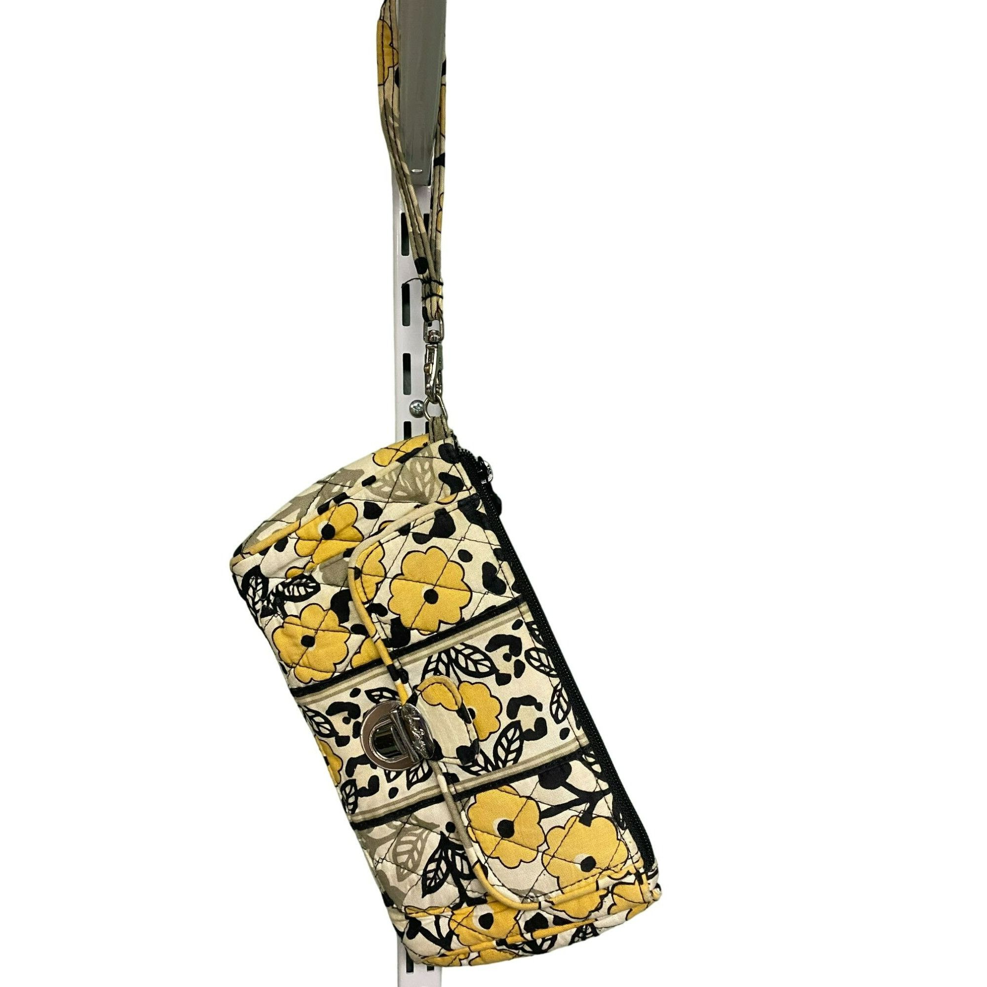 Vera Bradley Vera Bradley Yellow Floral Wristlet Wallet With Clasp & Zip Size ONE SIZE - 1 Thumbnail