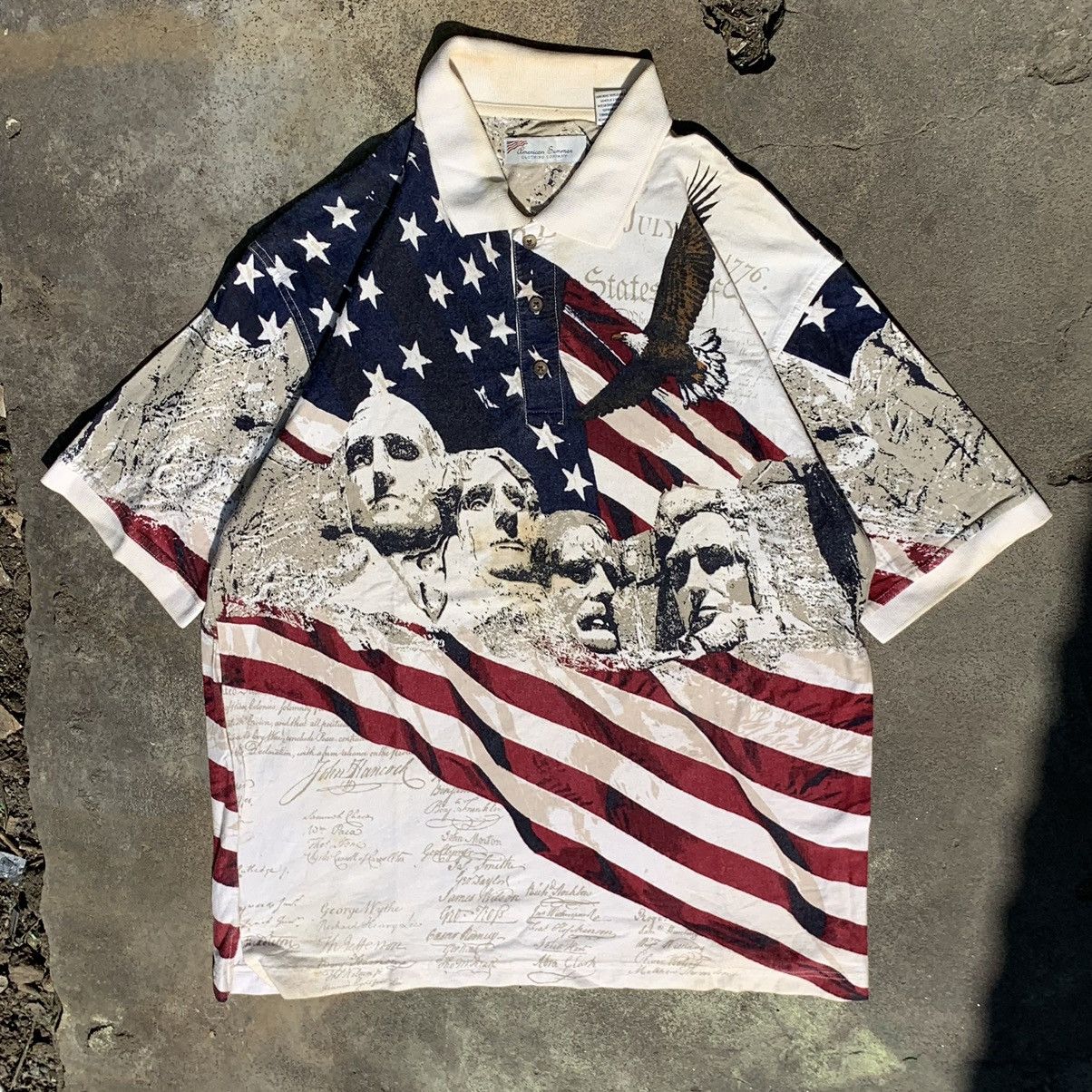 Vintage American summer polo’s american flag AOP Size US L / EU 52-54 / 3 - 1 Thumbnail