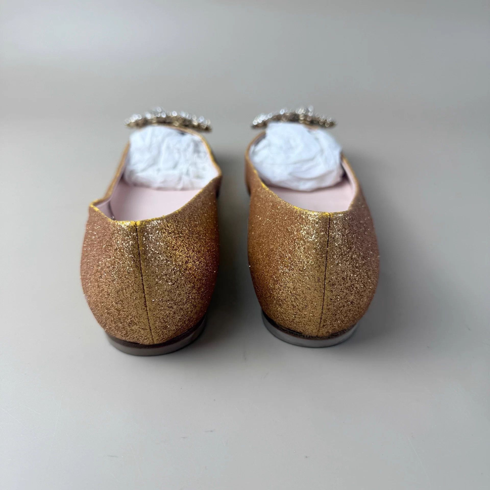 Roger Vivier Rose Gold Crystal Slingback Pumps 35