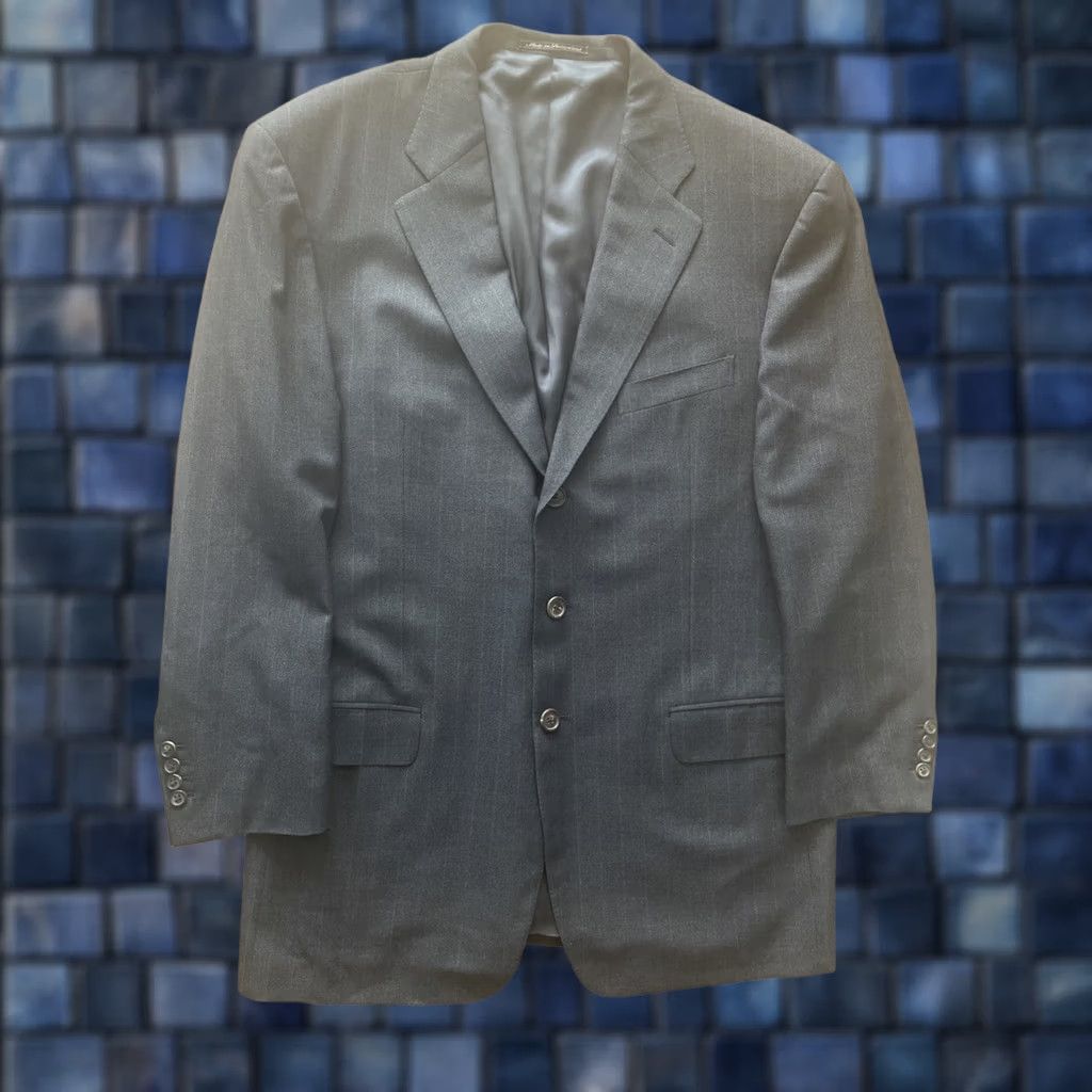 Ermenegildo Zegna VINTAGE Ermenegildo Zegna Gray Four Ply Wool Pinstripe Sport Coat Jacket Mens 44L Blazer Size 44R - 1 Thumbnail