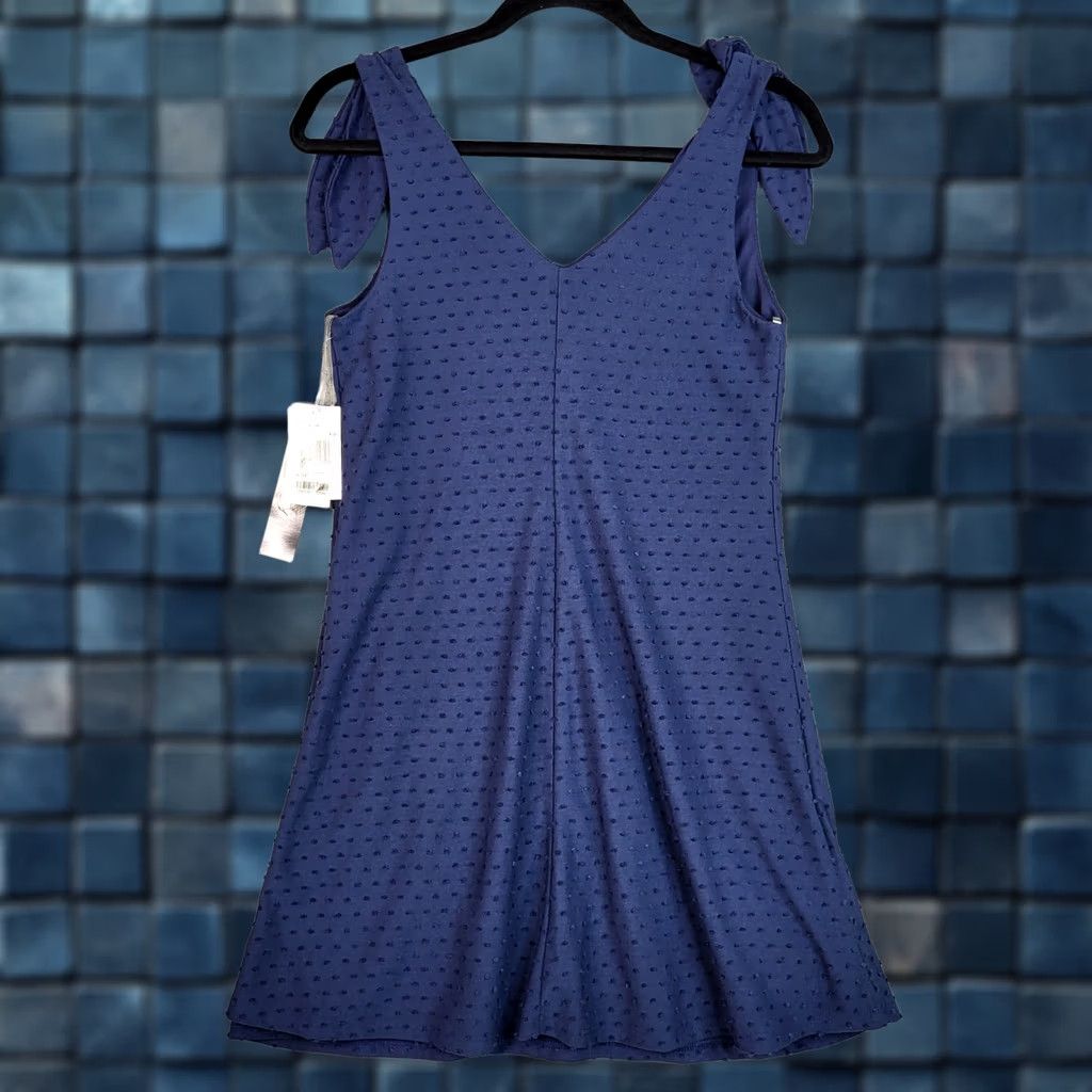 Vintage Trixxi Women's Navy Blue Tie V-Neck Dress Shirt? Size S / US 4 / IT 40 - 1 Thumbnail
