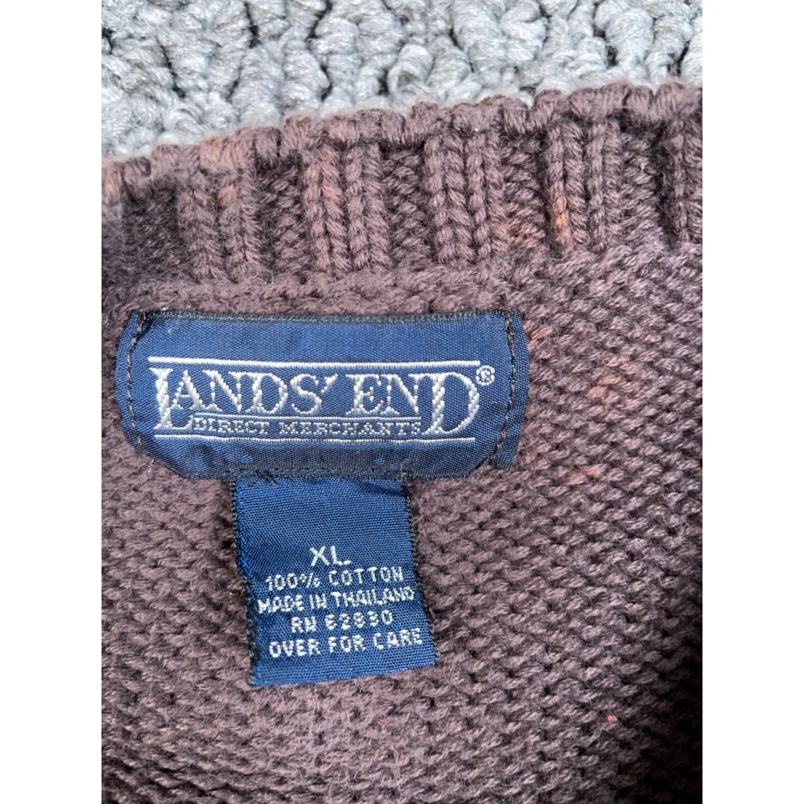 Lands' End Lands' End Sweater Women XL Brown Geometric Snowflake Pattern Cotton Chunky Knit Crew Neck Pullover 90s Retro Ski Womens Size XL / US 12-14 / IT 48-50 - 3 Thumbnail