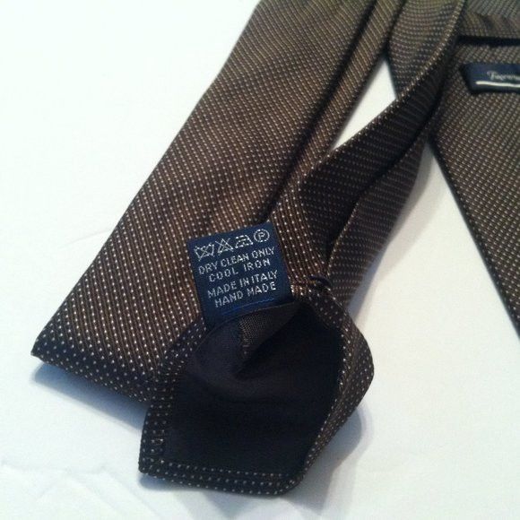 Faconnable FACONNABLE MENS BROWN 100%SILK NECK TIE WIDTH: 3 1/2" Size ONE SIZE - 6 Thumbnail