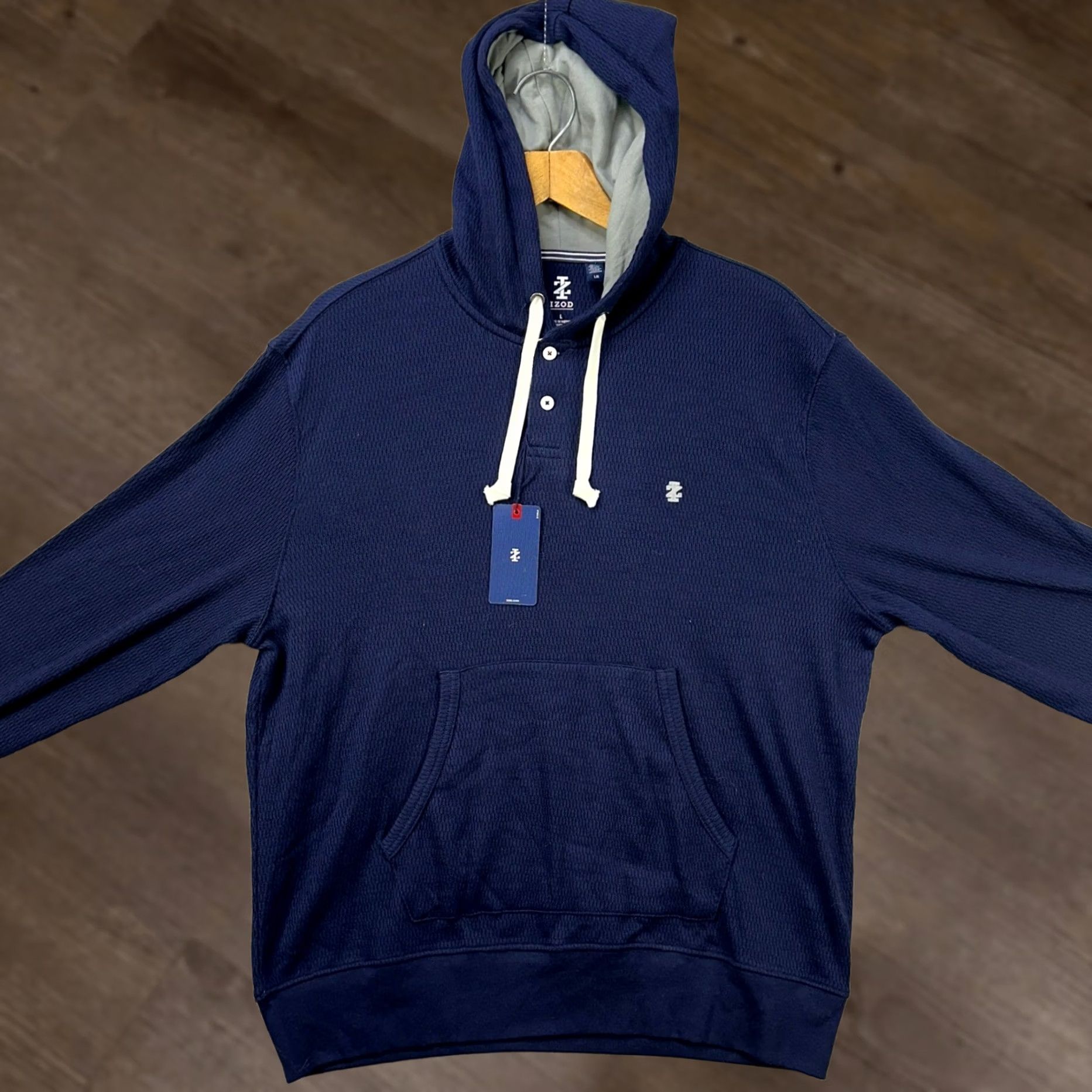 Izod VINTAGE: Izod Sweatshirt Hoodie Mens Blue Large Drawstring Pocket Logo Long Sleeve NEW Size US L / EU 52-54 / 3 - 1 Thumbnail