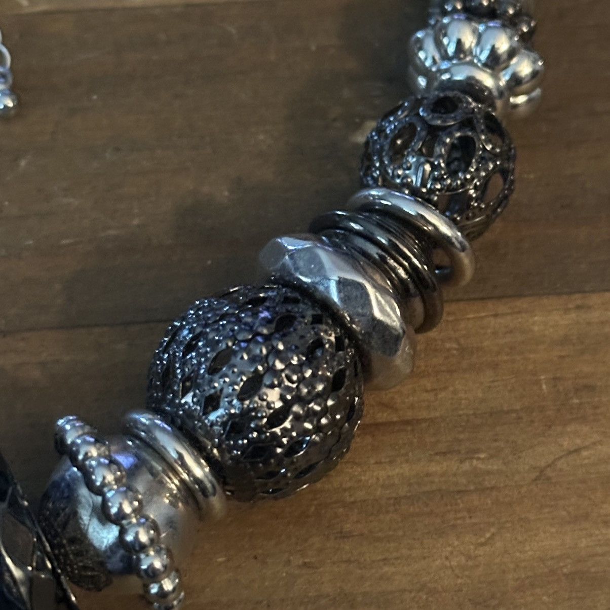 Other Bold Elements chunky two tone silver bead statement necklace Size ONE SIZE - 4 Thumbnail