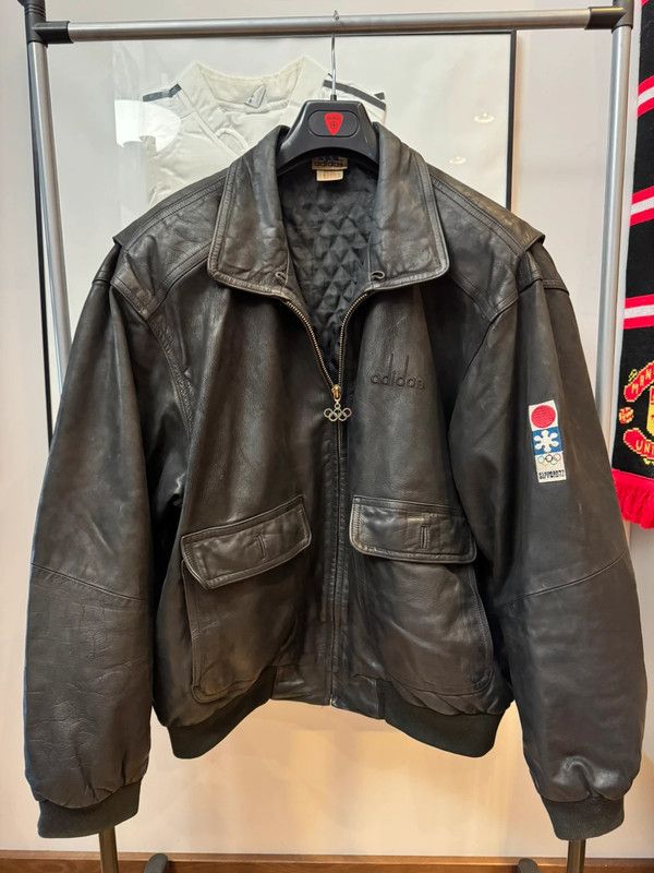 Adidas × Vintage Bomber Adidas Vintage Leather Jacket Sapporo 72