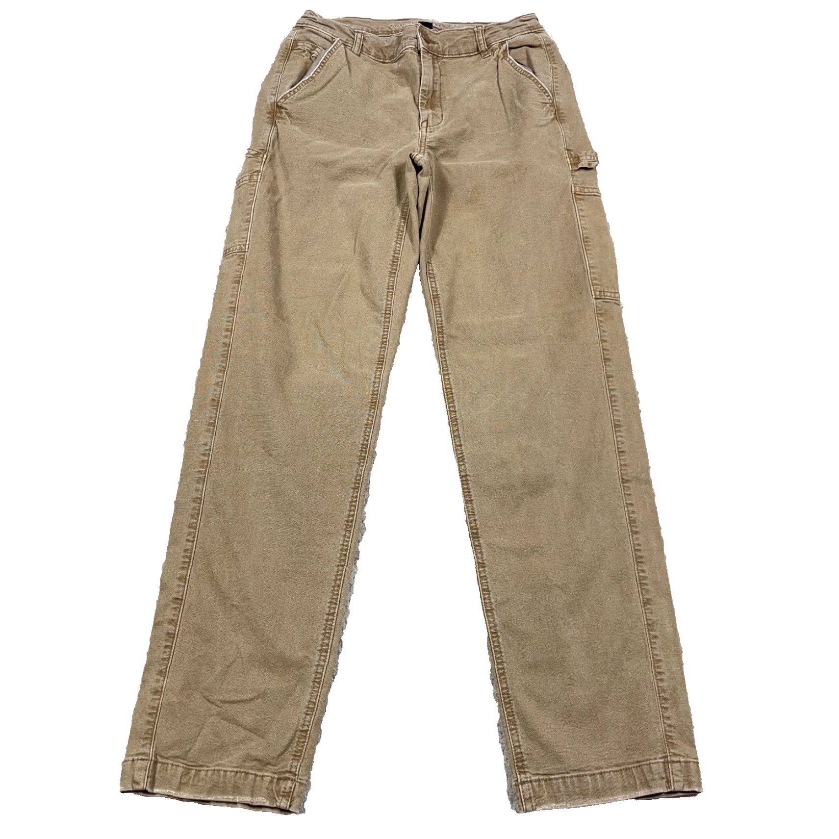 American Eagle Outfitters American Eagle Carpenter Pants Women 6 Brown Tan Canvas Straight Leg Retro 26x29 Jeans Womens Size 28" / US 6 / IT 42 - 3 Thumbnail