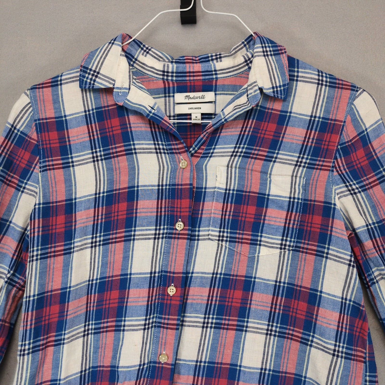 Madewell Madewell Women's M Long Sleeve Shrunken Flannel Button Shirt Size M / US 6-8 / IT 42-44 - 4 Thumbnail